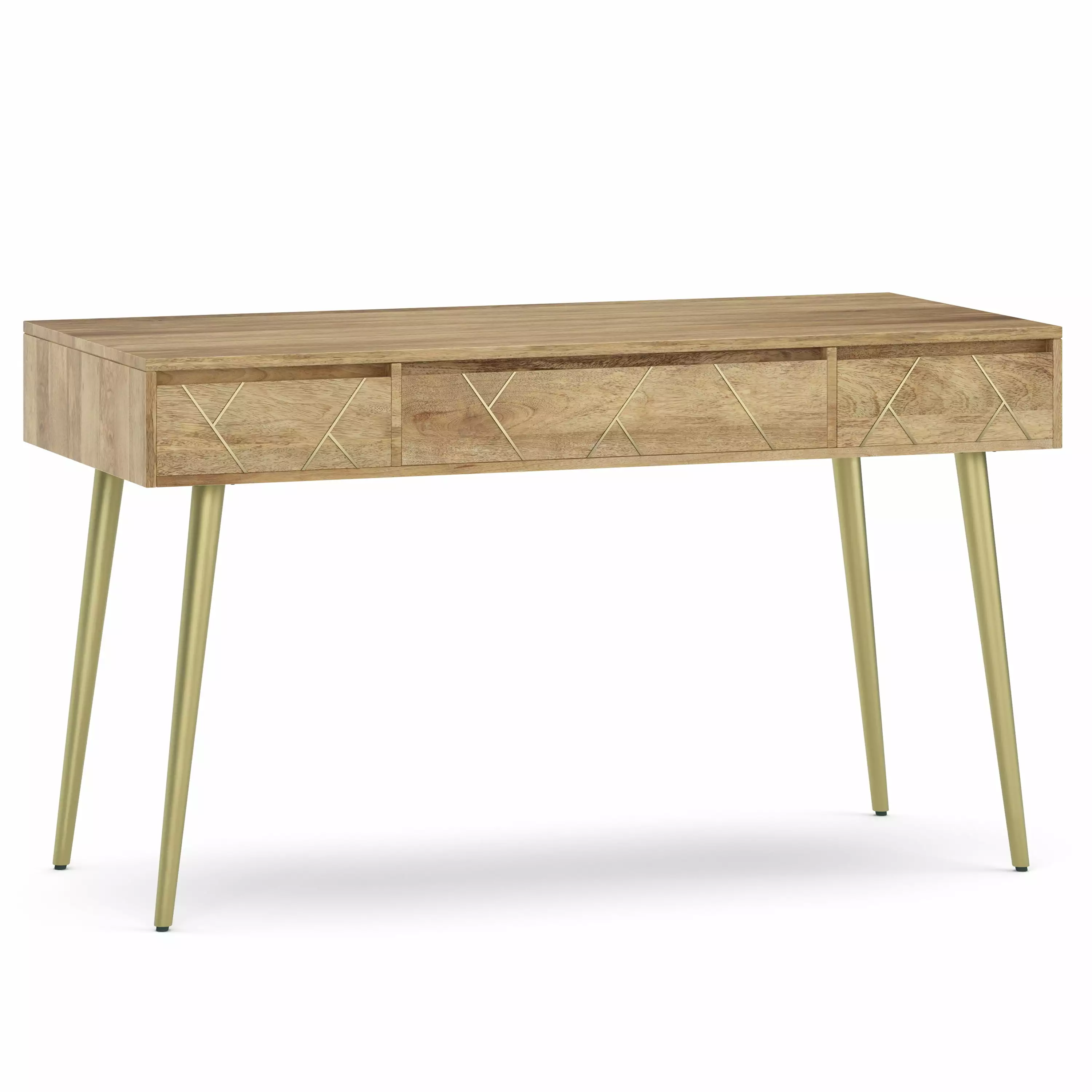 Simpli Home Jager Solid Mango Wood Mid Century Contemporary Style 54 inch Wide Desk Natural