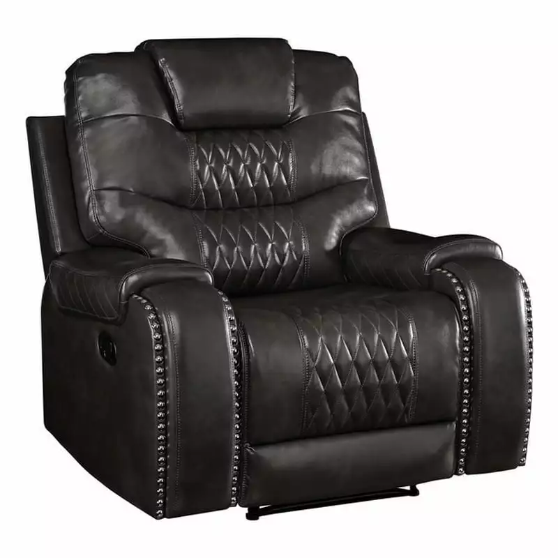 Bowery Hill Contemporary Recliner Magnetite Faux Leather Modern Living Rooms