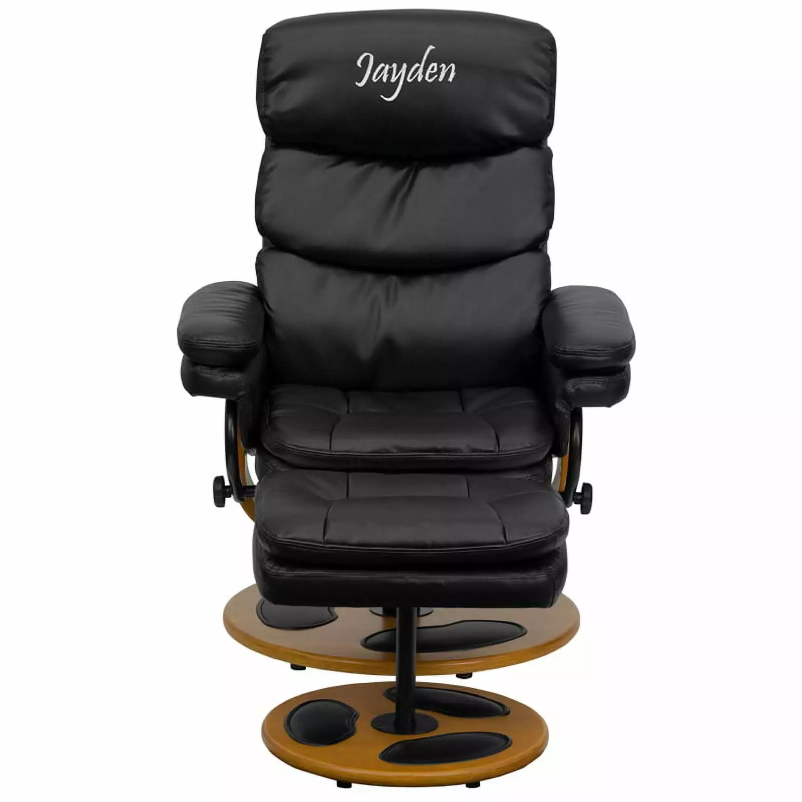 Personalized Contemporary Multi-Position Recliner Ottoman Black LeatherSoft Flash Furniture