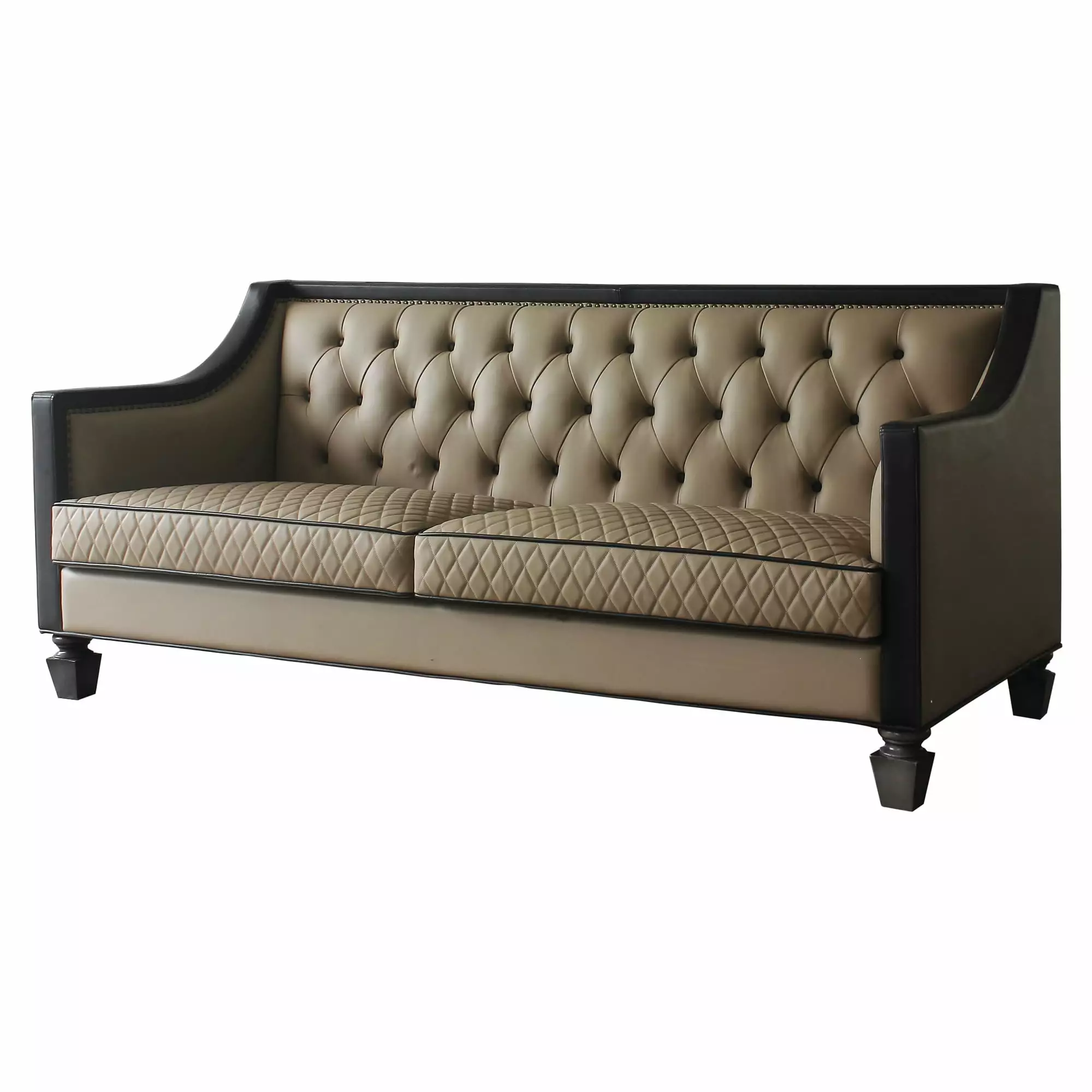 ACME House Beatrice Sofa 4 Pillows Tan - Black and Charcoal Living Room Couch Acme Furniture
