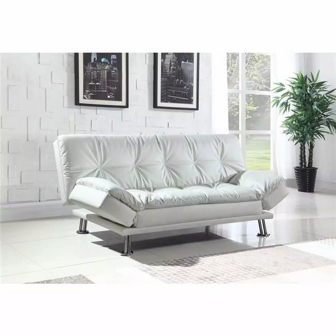 Benzara BM158155 17.5 x 73 x 46 Contemporary White Sofa Bed
