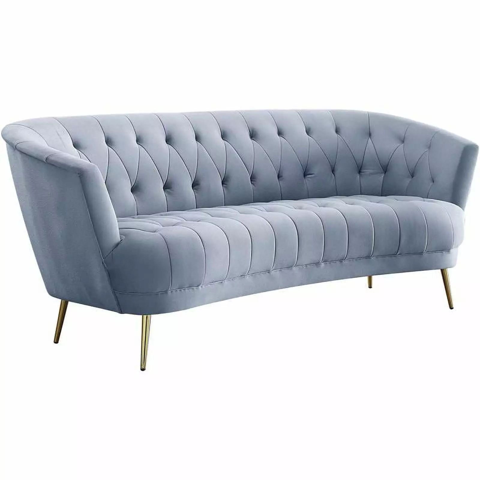 Bowery Hill Contemporary Sofa Light Gray Velvet - Modern Luxury Living Room Couch