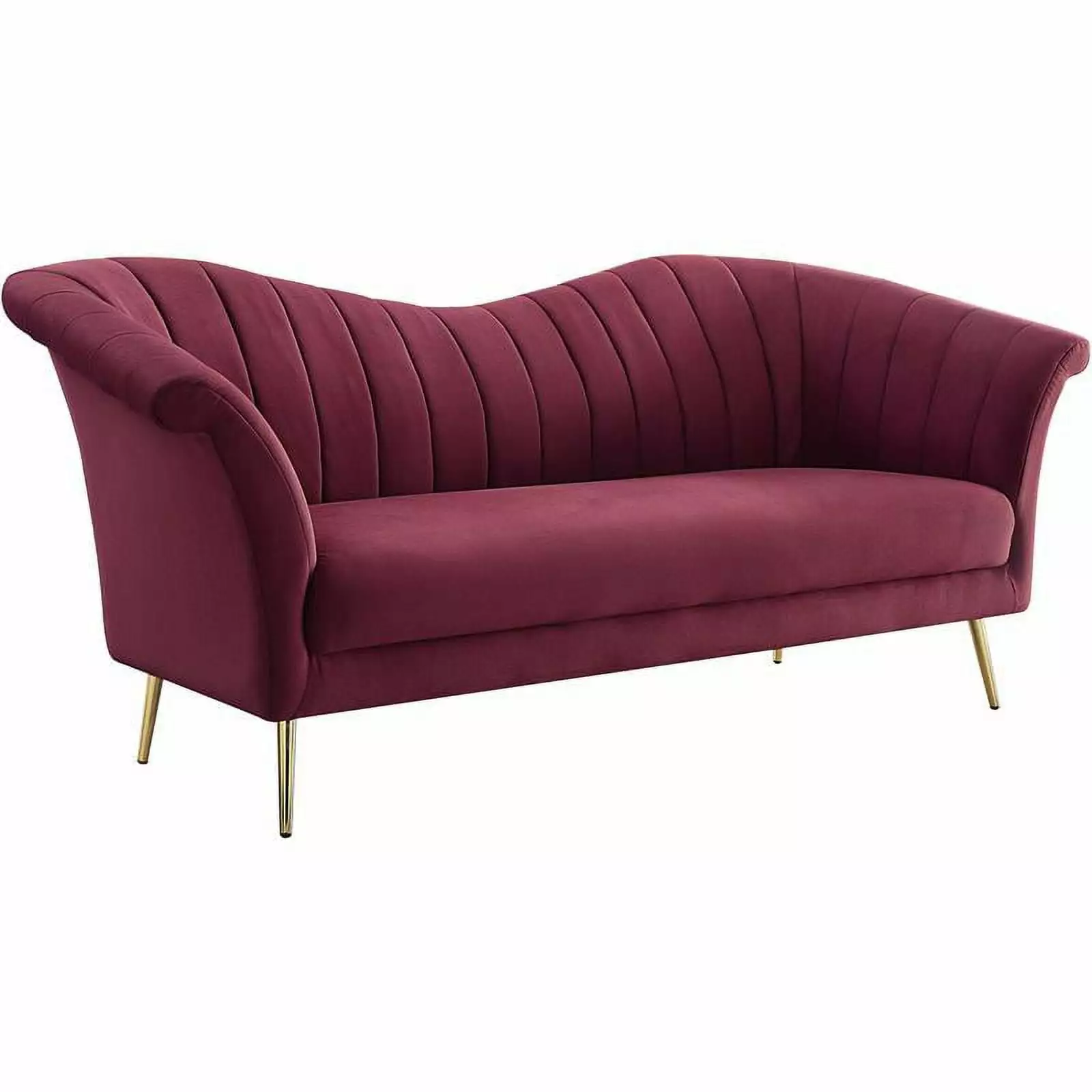 Bowery Hill Contemporary Sofa Red Velvet Modern Living Room Furniture