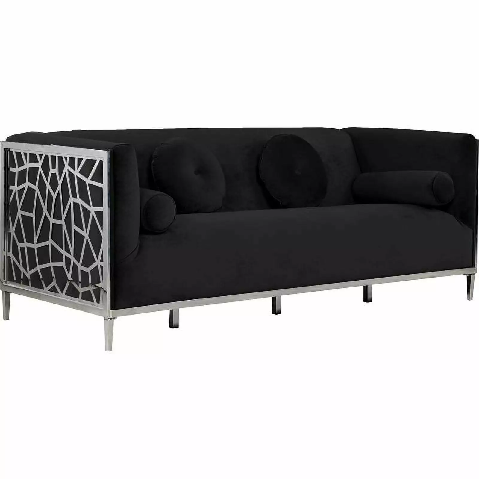 Maklaine Modern 30.5H x 83W x 33.5D Contemporary Sofa Black Luxury Living Room Couch