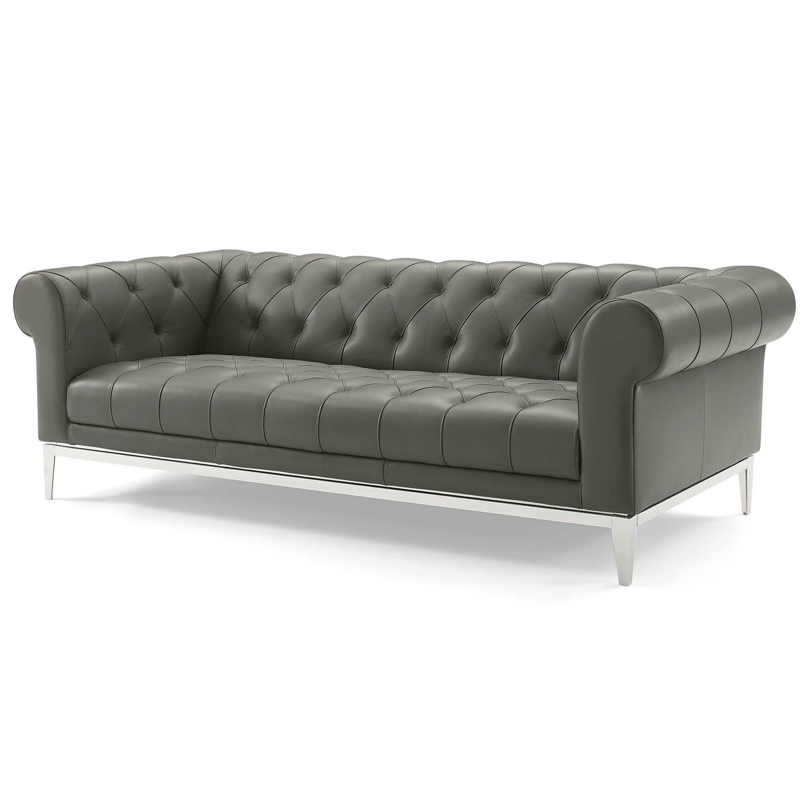 Contemporary Modern Urban Designer Living Room Lounge Club Lobby Sofa Leather Grey Gray