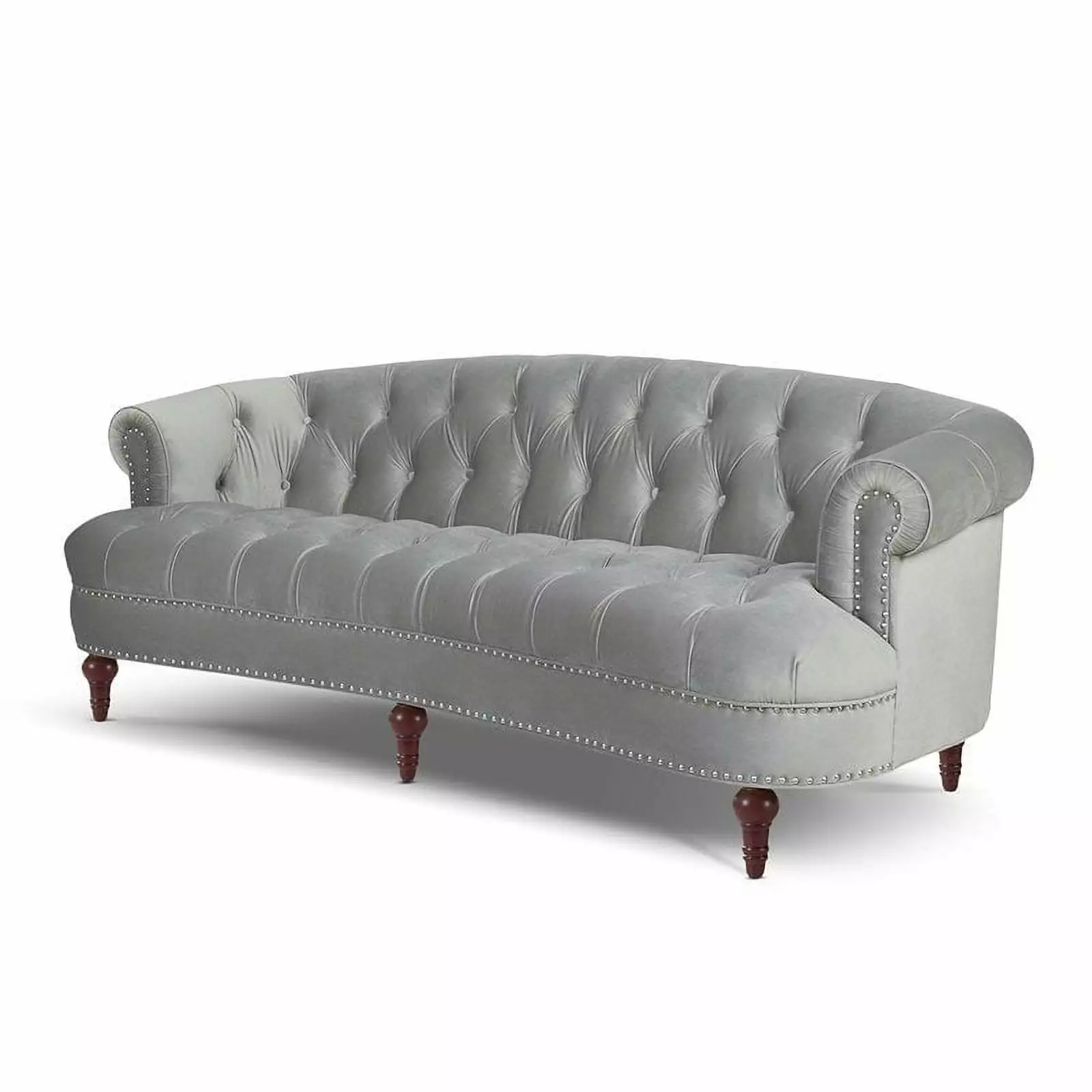 Maklaine Contemporary 84 Tufted Hardwood Sofa Opal Grey