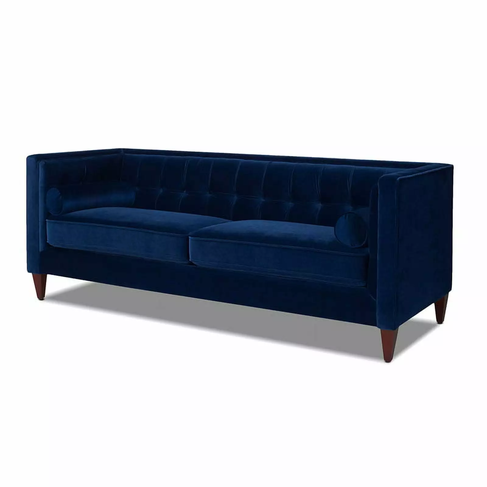 Maklaine Contemporary 84 Tufted Tuxedo Sofa Double Cushion Navy Blue