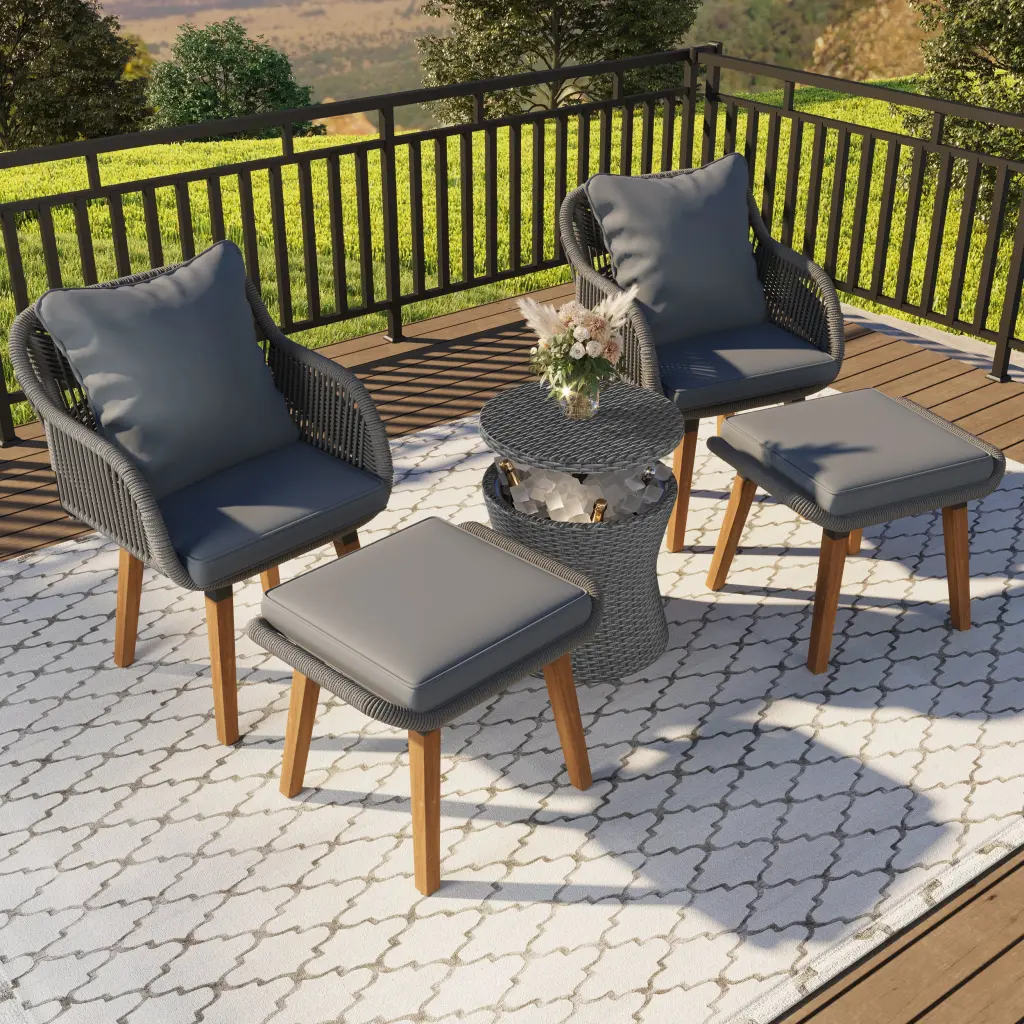 K&K 5 Piece Patio Furniture Chair Set Weather Resistant Cushions rnb