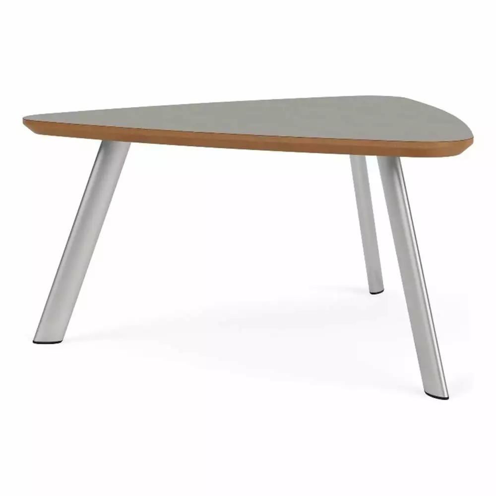Willow Lounge Reception Conversational Table HPL Top Silver Steel Frame Gray Lesro