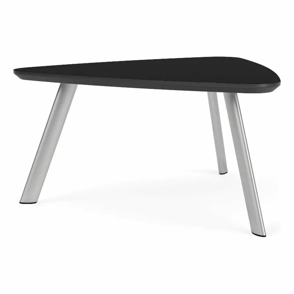 Willow Lounge Reception Conversational Table HPL Top Silver Steel Frame Black Lesro