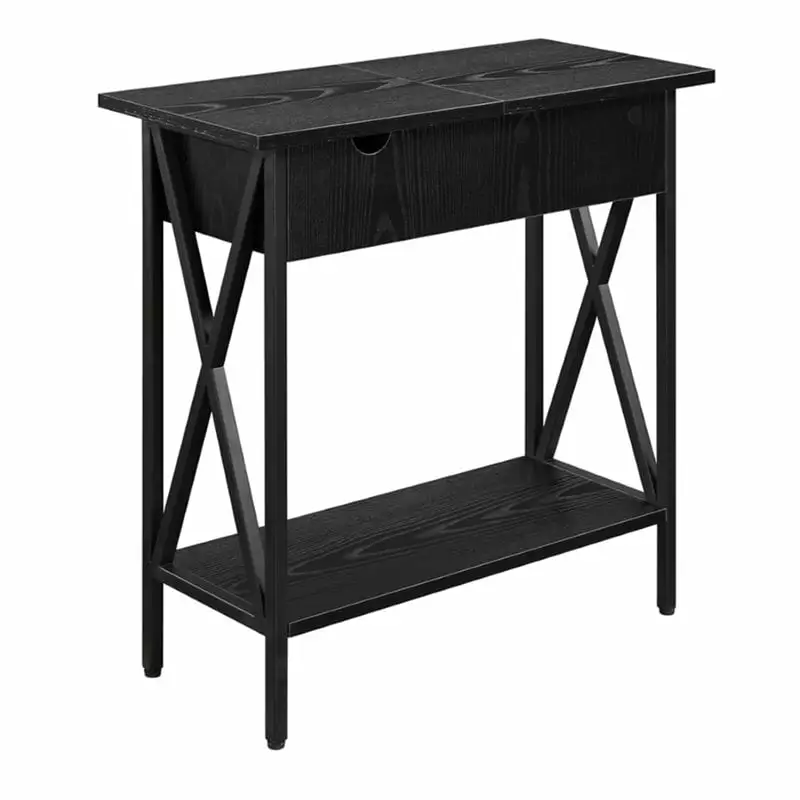 Pemberly Row Electric Flip Top Table Black Wood Finish
