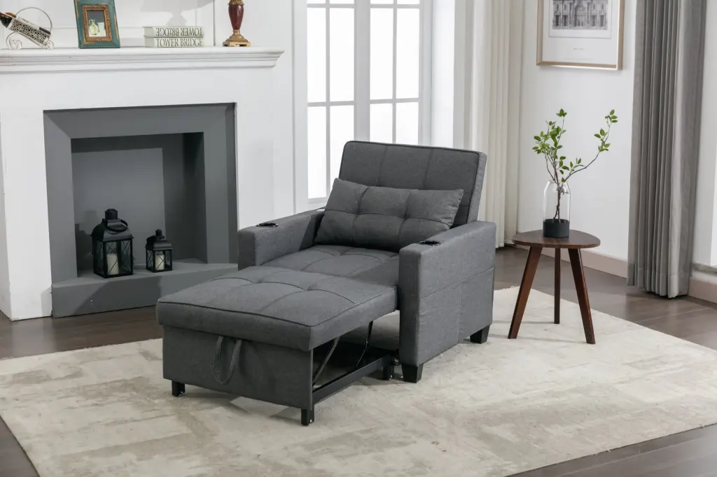 Futon Chair Bed Convertible 3 1 Pull Out Sleeper Chair Small Spaces rnb