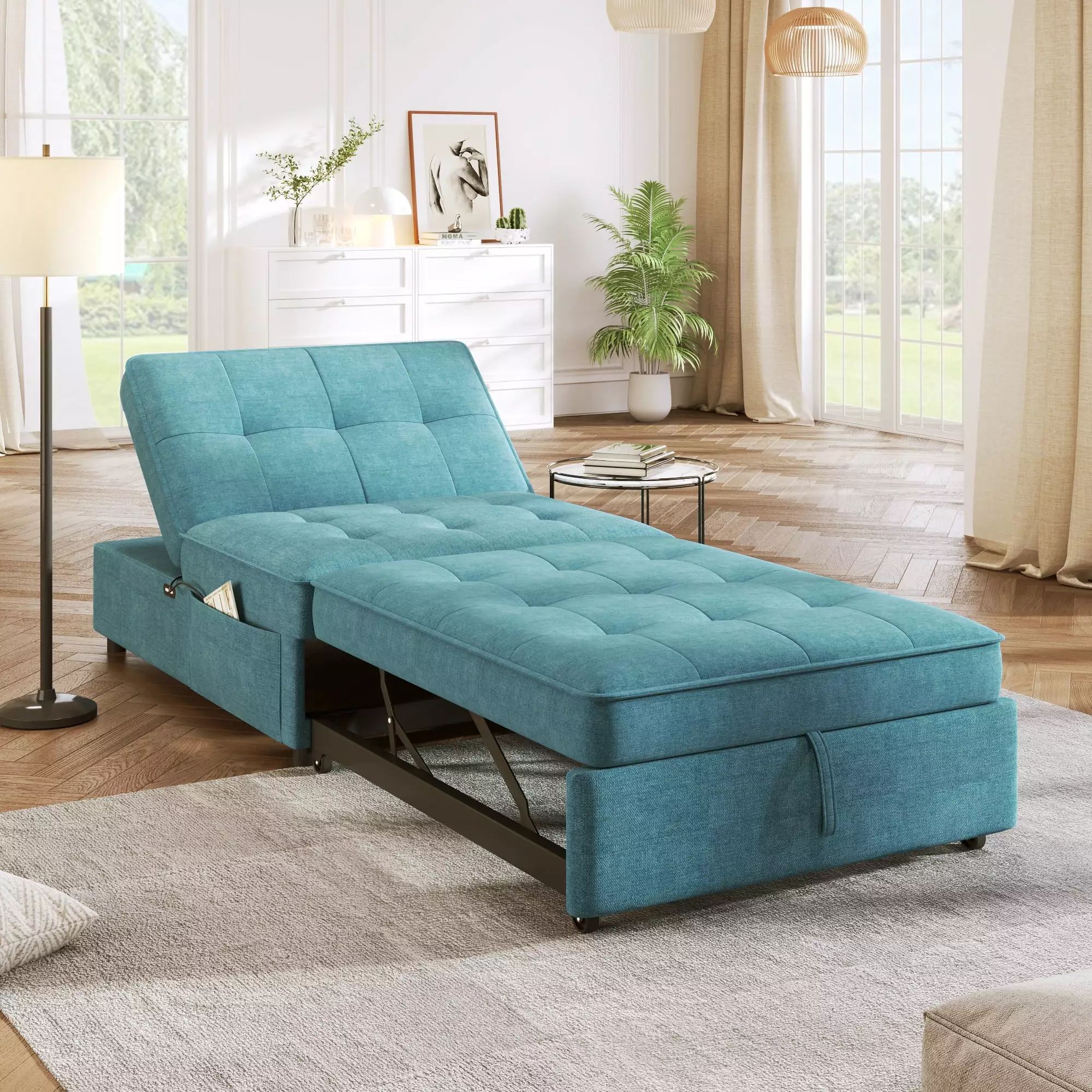 CoSoTower 4--1 Sofa Bed Chair Bed Multi-Function Folding Ottoman Bed Storage Pocket and USB Port Small Room Apartment Livi...