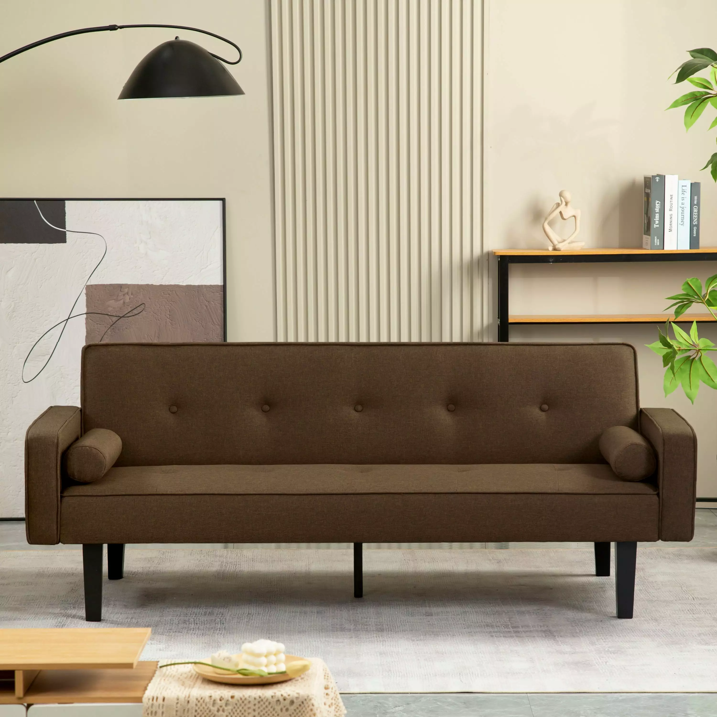 Aziza Convertible Sofa Bed Dark Brown Go Green Woods