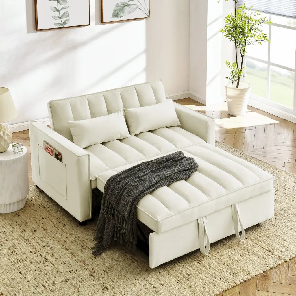 Modern Velvet Seat Sofa Couch Pull Out Bed 3 1 Convertible Living Room sunrise furniture store