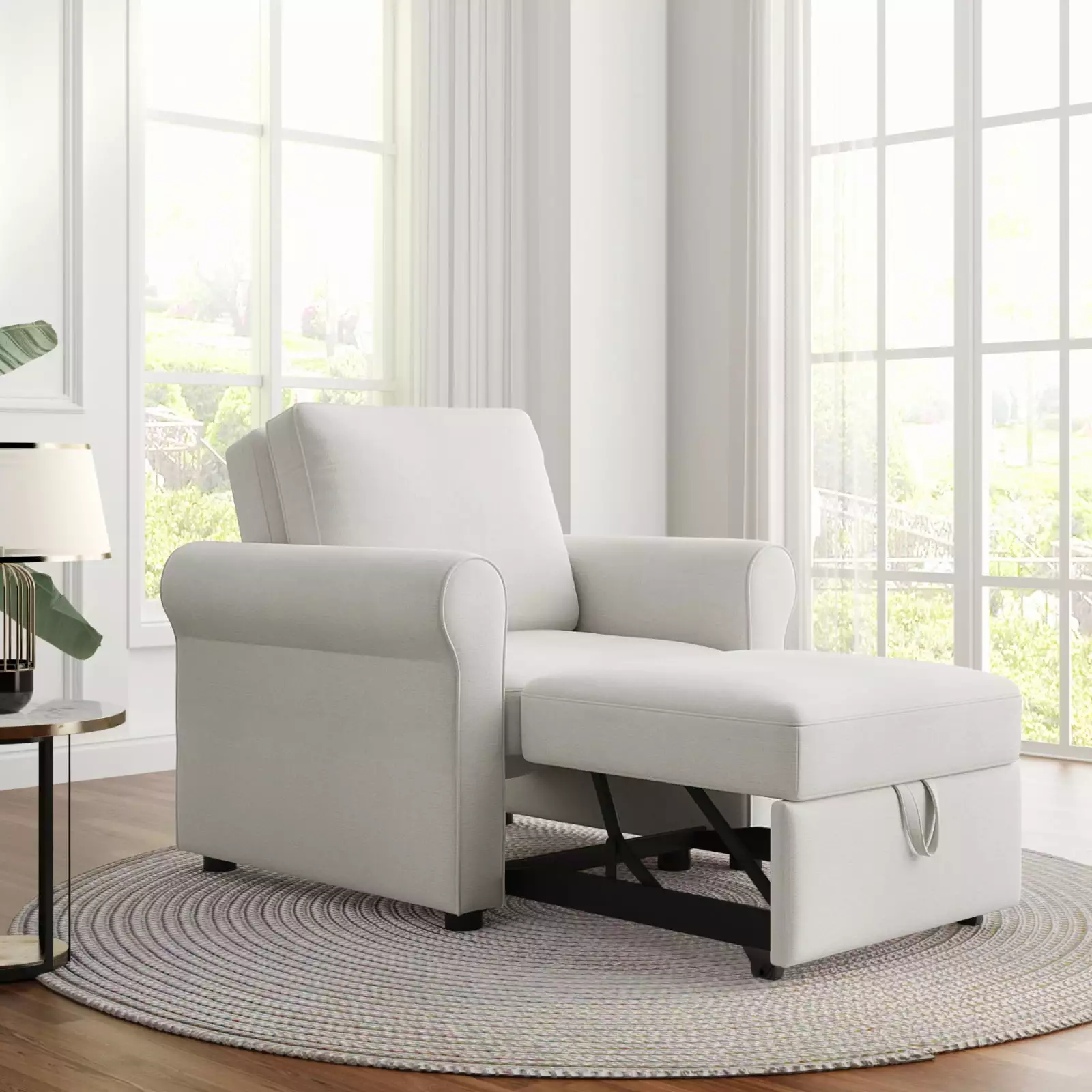 Beige 3--1 Sofa Bed Chair Adults Modern Multi-Function Furniture Easy Conversion Wodine