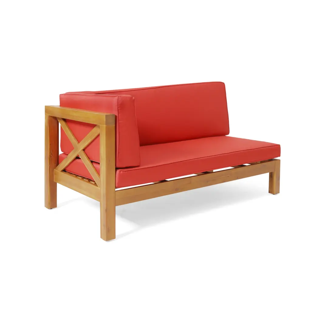 Brava X Back Left Corner Bench Red Acacia Wood Stylish Seating nh-gardenpara