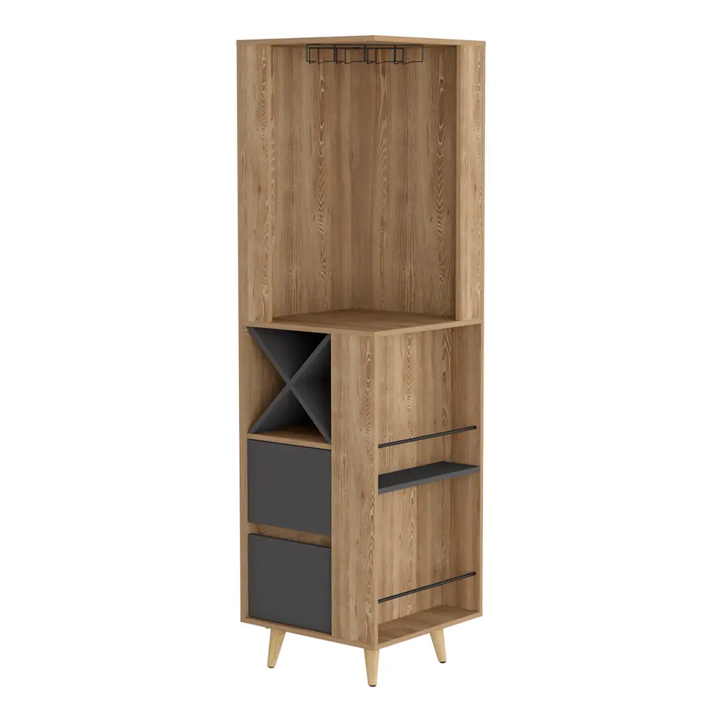 Corner Bar Cabinet Caguas Living Room Pine Matt Gray Matte Gray Finish treevol furniture
