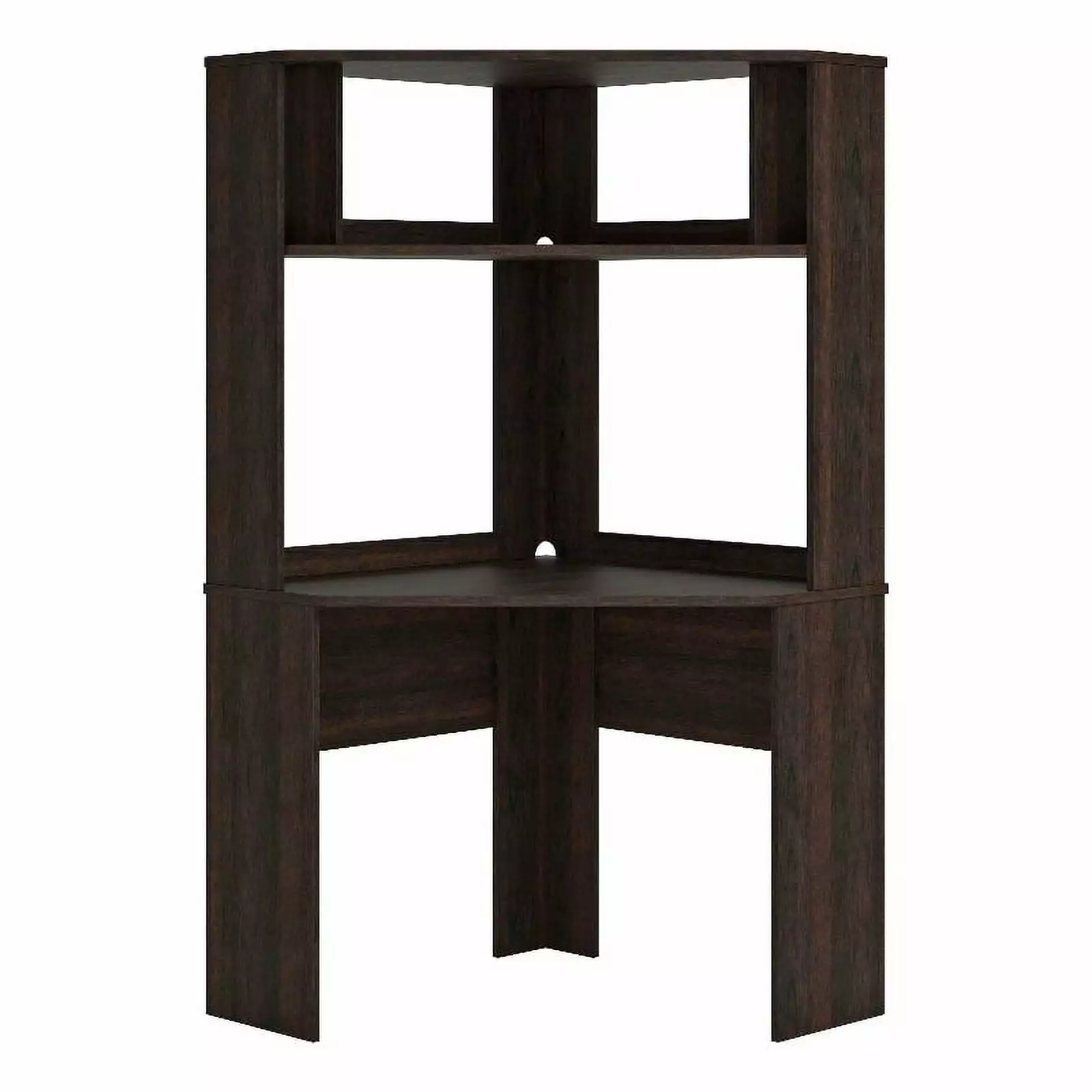 Pemberly Row Engineered Wood Corner Desk Hutch Cinnamon Cherry - Space Efficient Desk