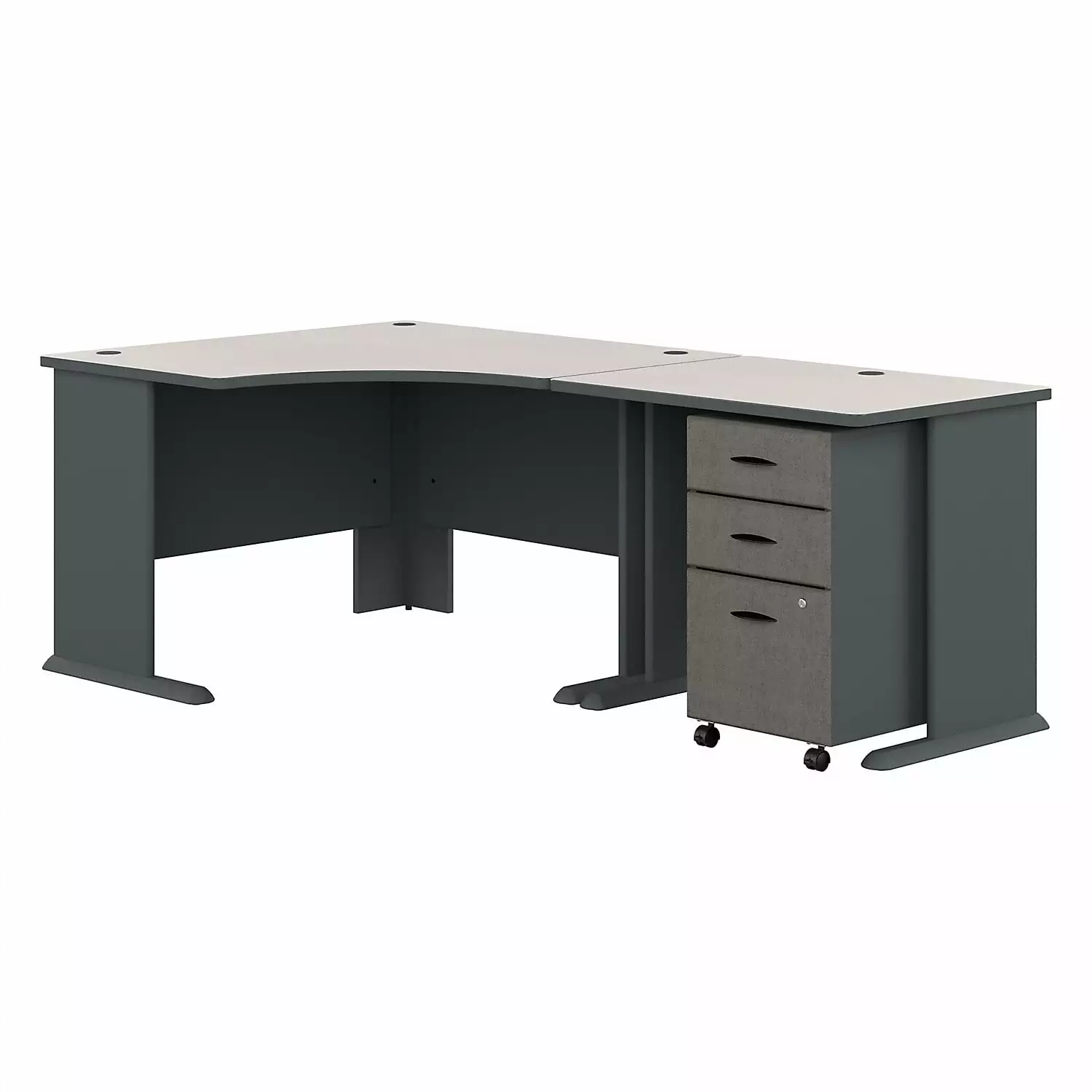 Series 48W Corner Desk 36W Return & Mobile File White - Engineered Wood Office Desk BBF