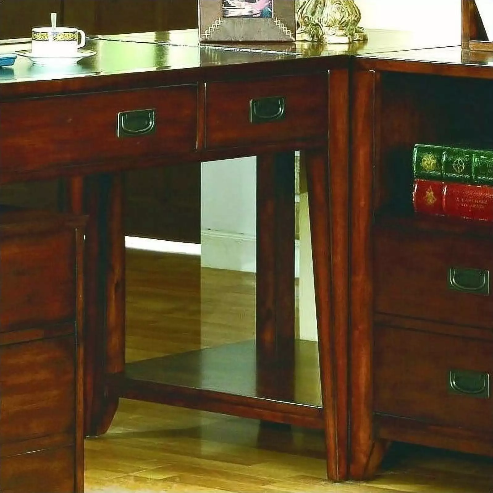 Bowery Hill Contemporary Corner Unit Rich Medium Brown Finish - Modern Office Desk