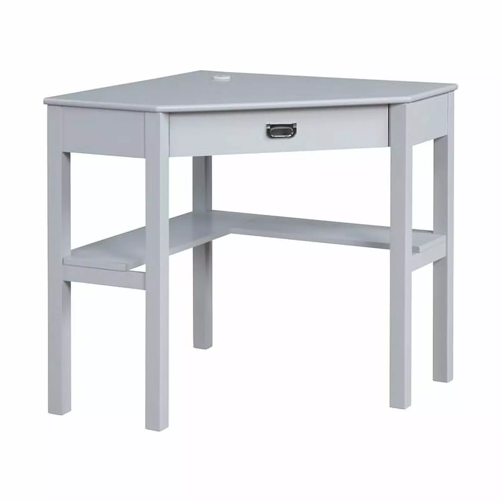 Bowery Hill Contemporary Wood One Drawer Corner Desk Gray