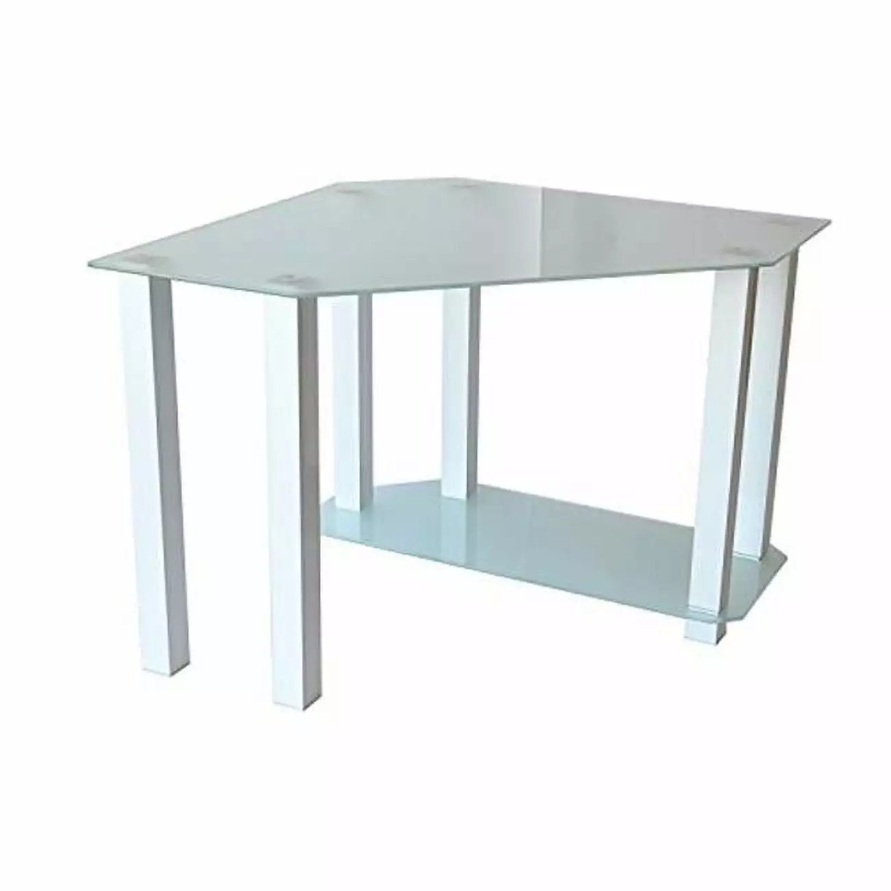 Frosted Tempered Glass Gloss White Corner Computer Desk Doba BNT