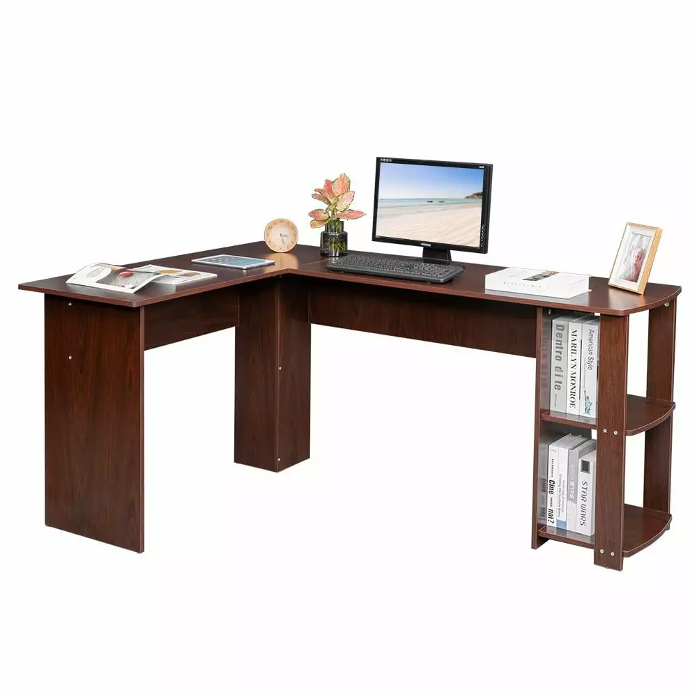 SamyoHome L-Shaped Corner Desk Computer Desk Laptop Workstation Wooden Laptop PC Table Office Study Workstation FCH