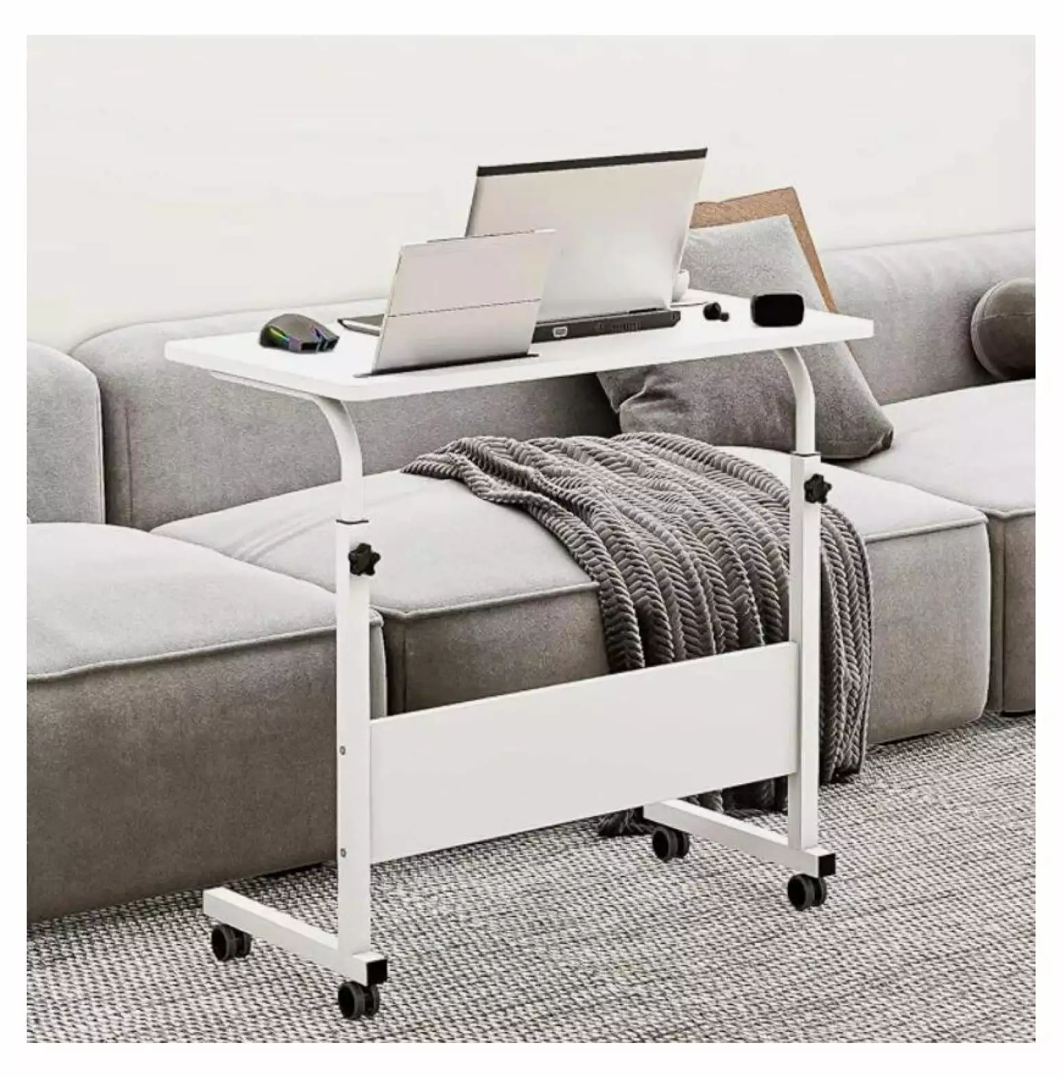 FENG20 Rolling Small Spaces Computer Desk Corner Laptop Work Desk Office Laptop Table