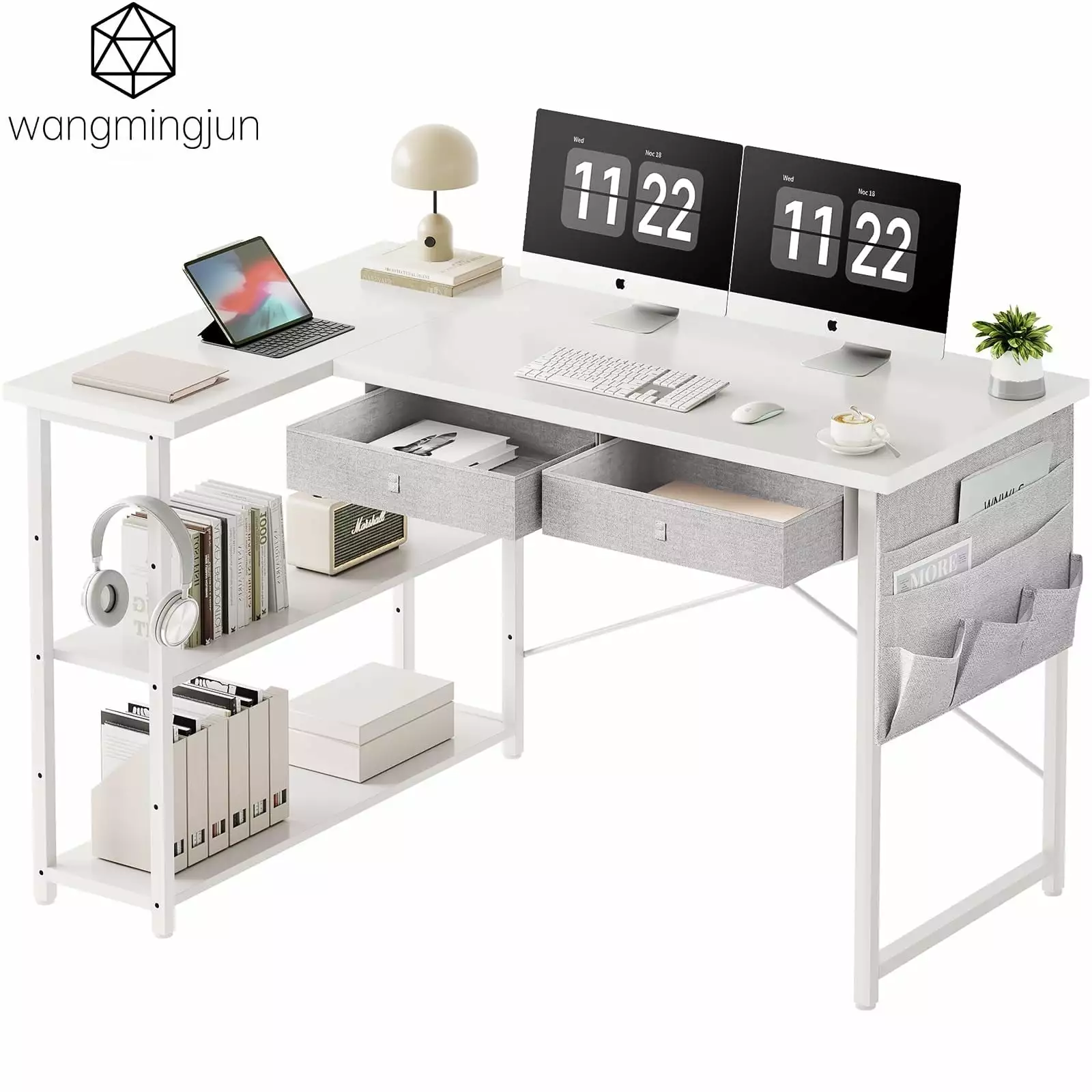 39 Inch Small Corner Desk Drawers and Storage Home Office or Bedroom FHWMZHX