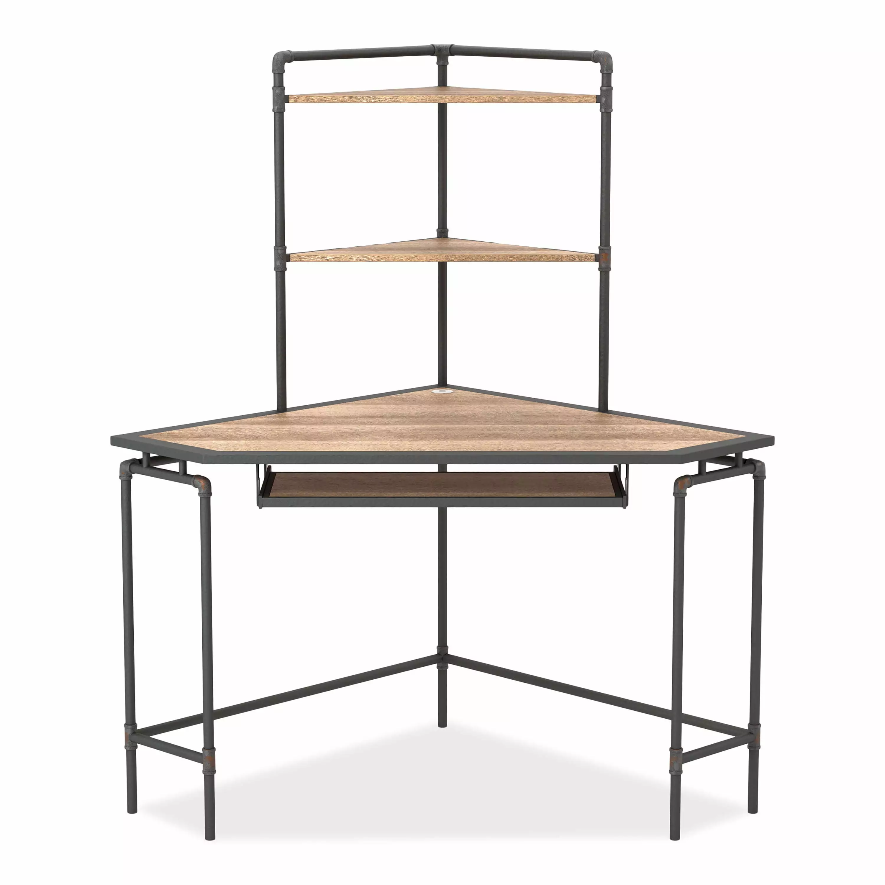 Furniture America Stod Corner Desk USB Plug Black and Copper Modern Office Desk