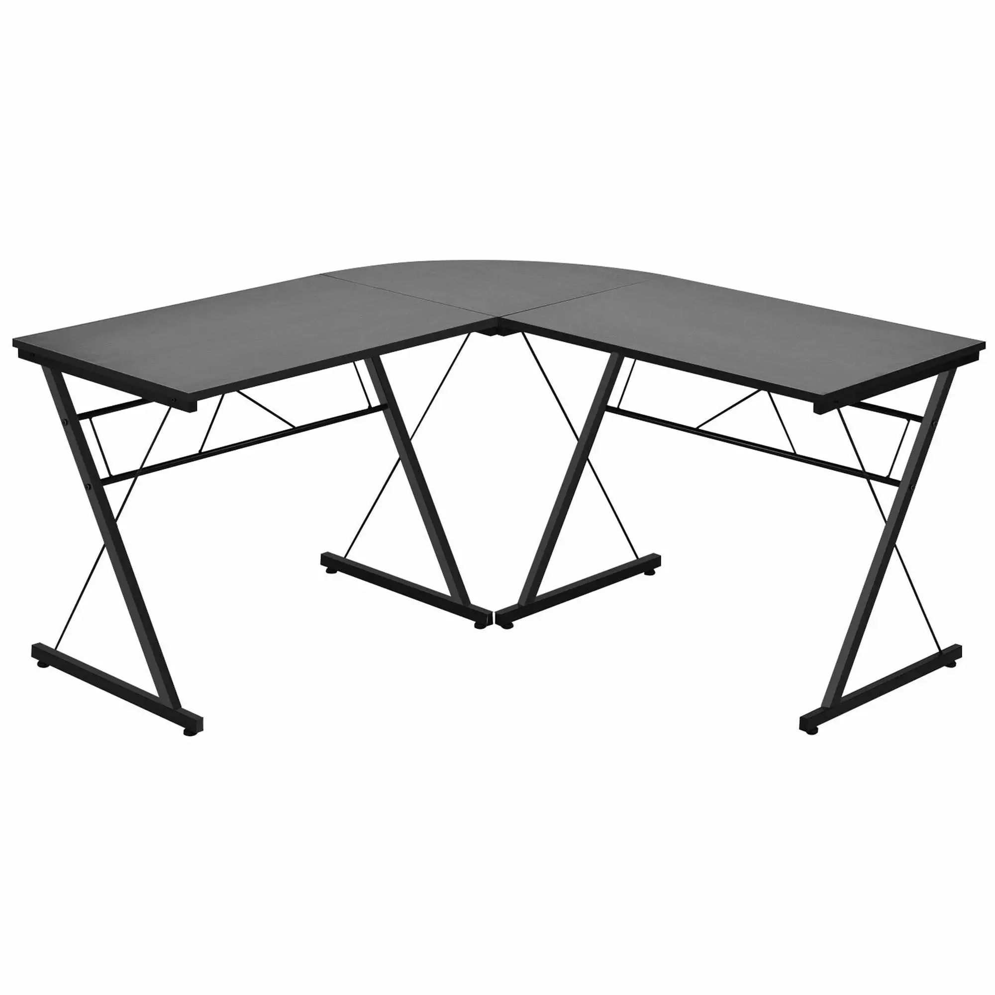 Gymax 59 L-Shaped Corner Desk Computer Table Black - Study Workstation Home Office
