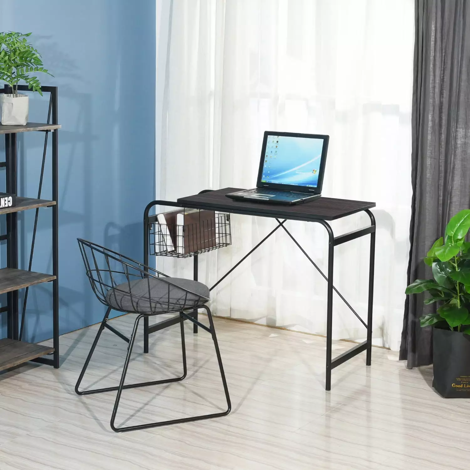 Homy Casa 31.5 Corner Writing Desk Storage Basket Simple Study Office Desk