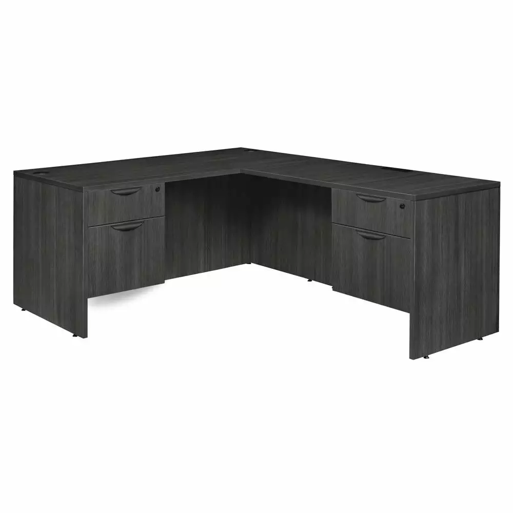 Legacy Classic 77 L-Shape Melamine Portable Corner Desk Ash Grey - Space-Saving Workstation