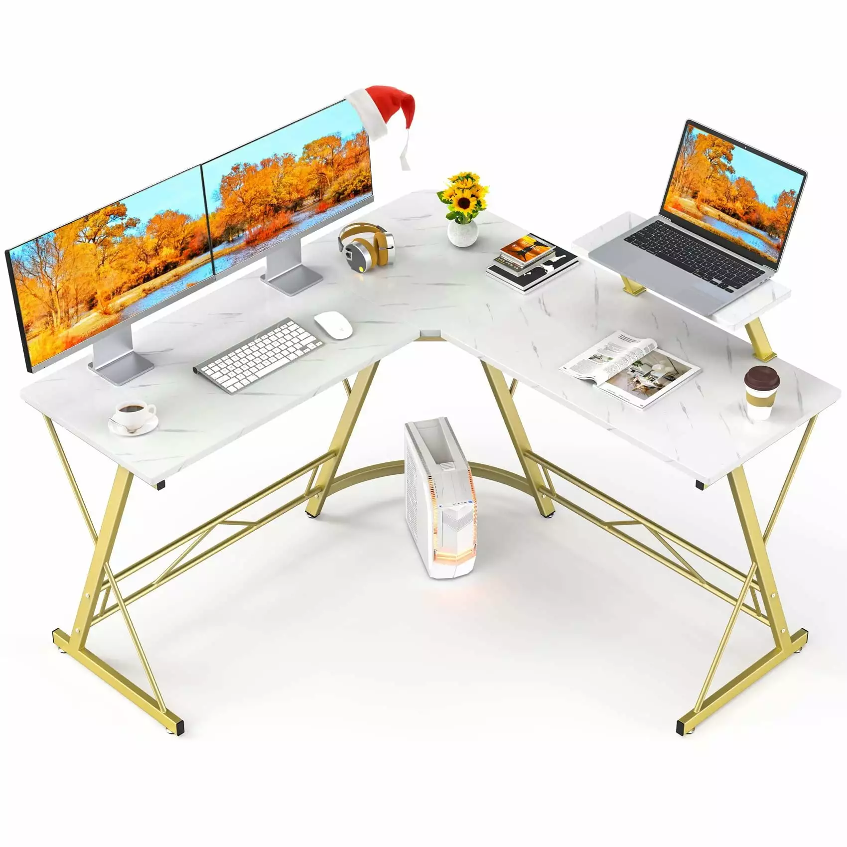 Mr IRONSTONE L-shaped Computer Corner Desk Large Monitor Stand Home Gaming Desk