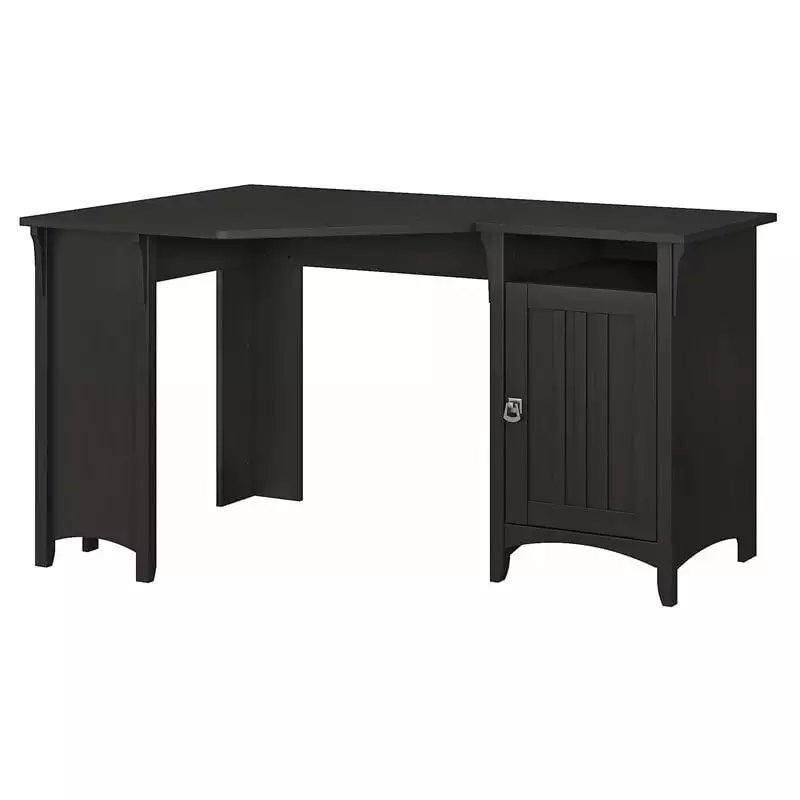 Pemberly Row Contemporary 55W Corner Desk Storage Vintage Black
