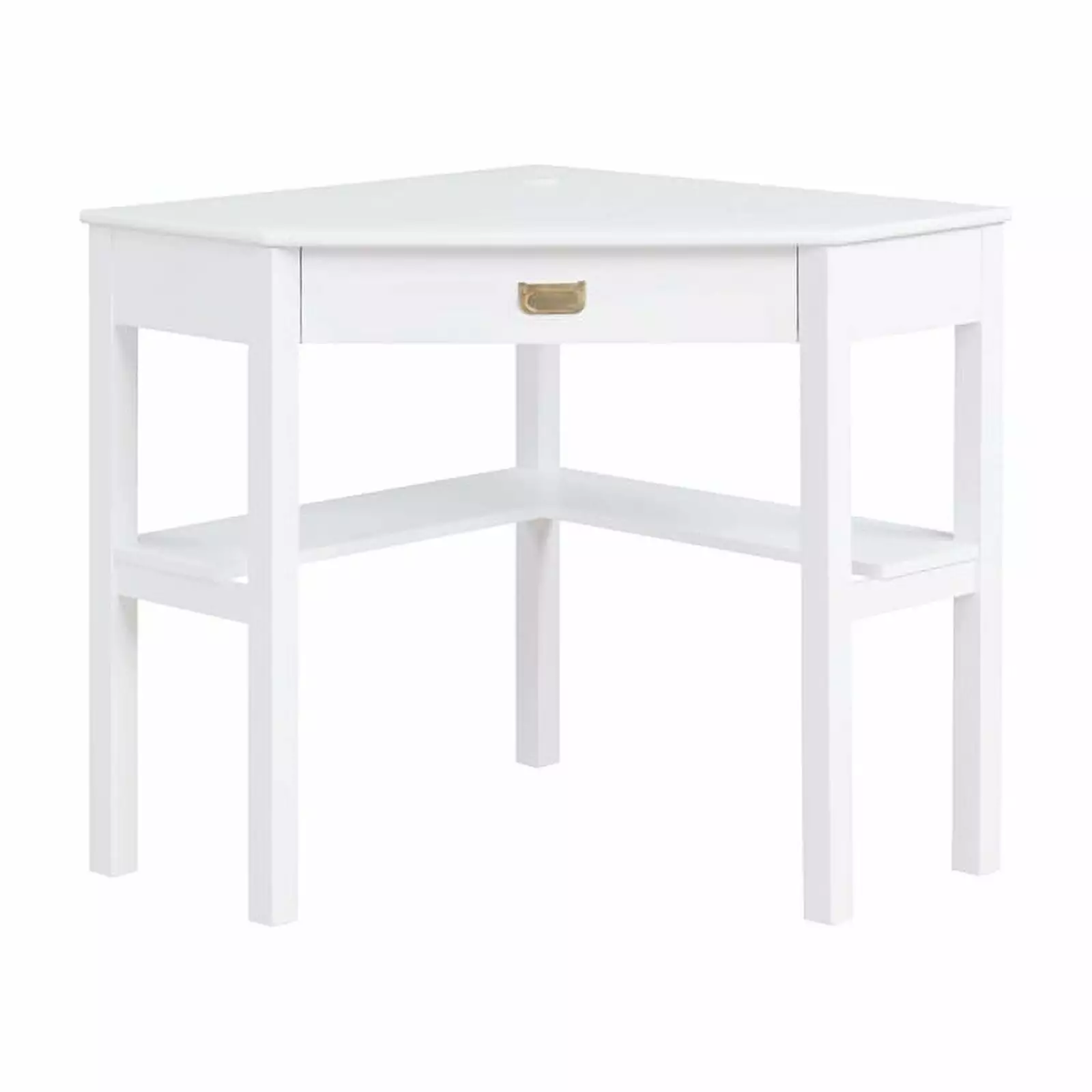 Pemberly Row Contemporary Wood One Drawer Corner Desk White