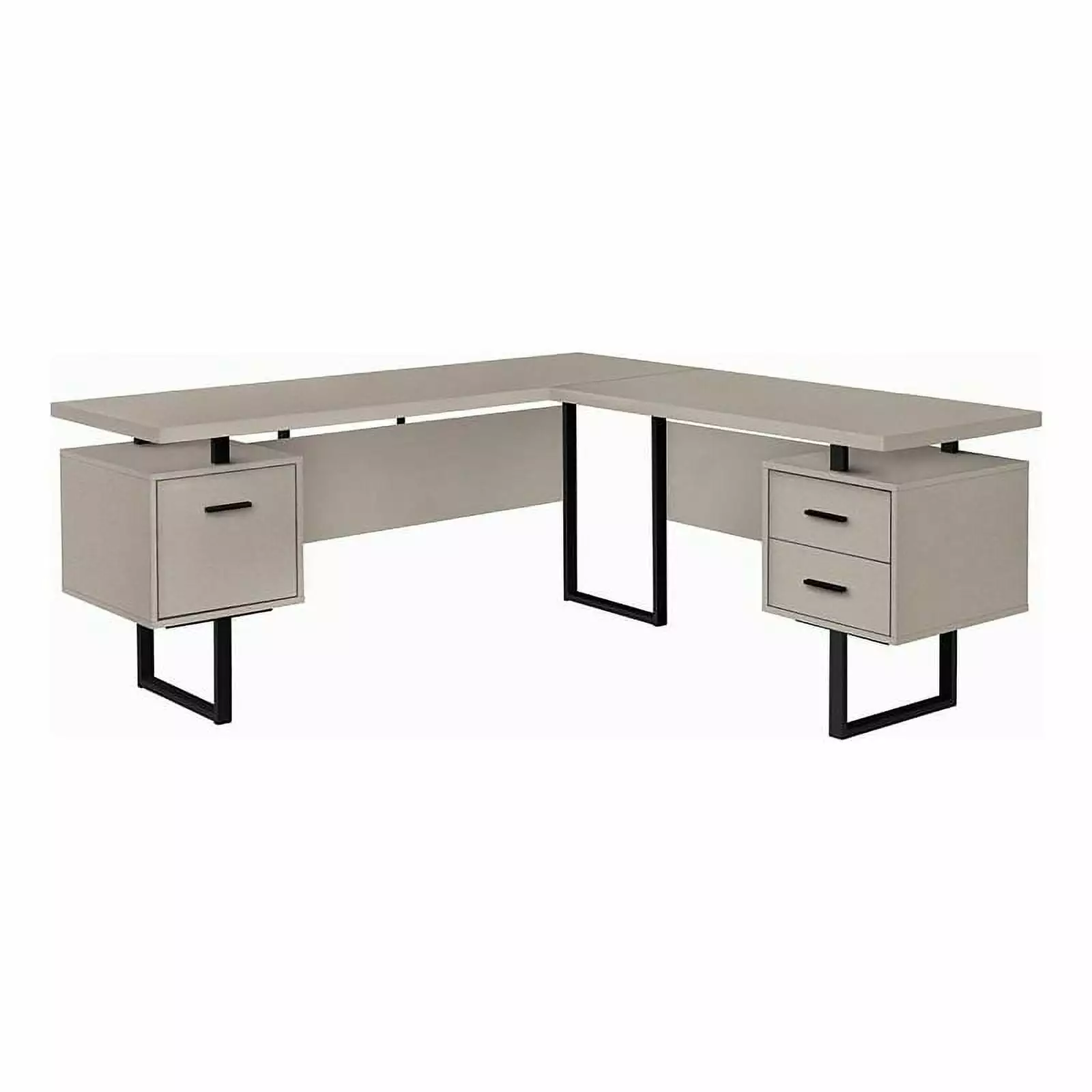 Pemberly Row Contemporary Wood Reversible L Shaped Corner Computer Desk Beige - Home Office Furniture