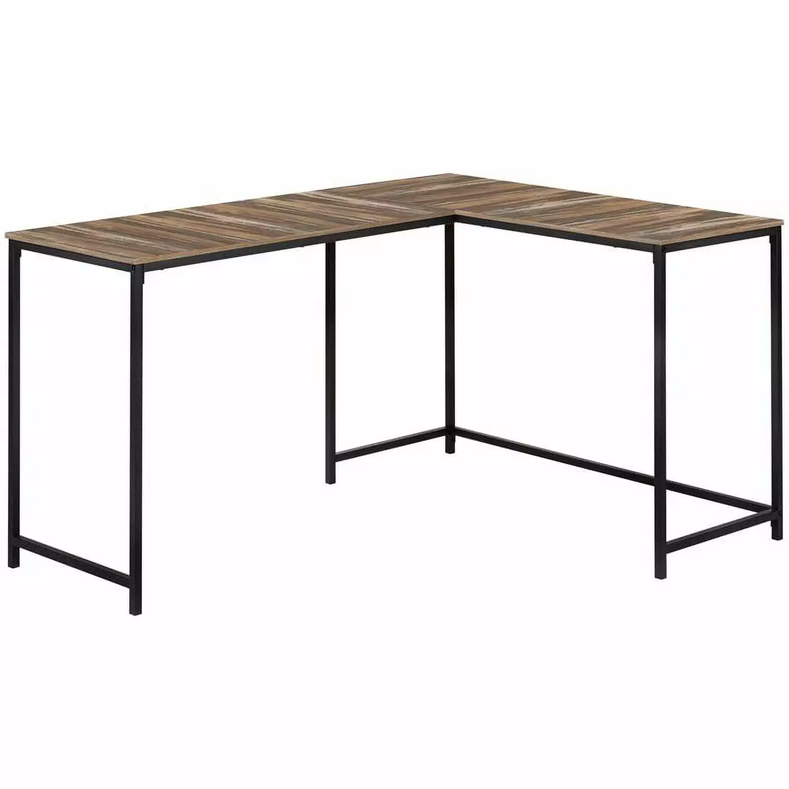 Pemberly Row 58 Inch L Shaped Corner Wood Top Computer Desk Reclaimed Brown Finish
