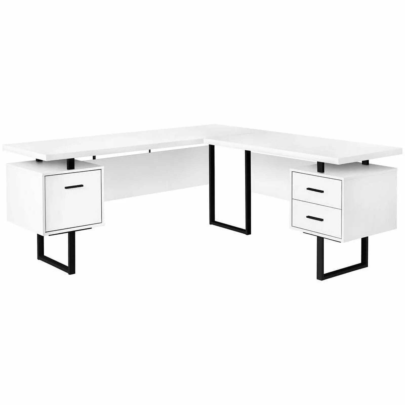 Pemberly Row Reversible Wooden L Shaped Corner Computer Desk White Black