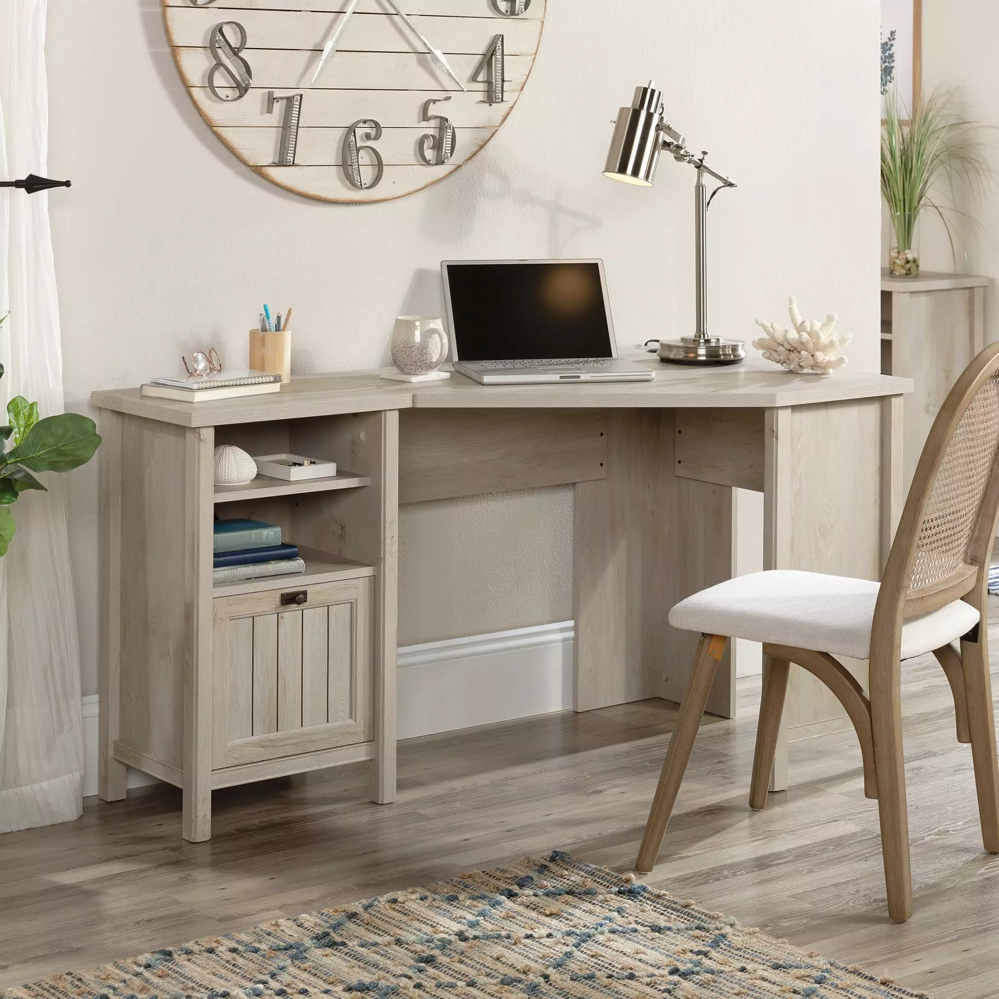 Sauder Costa Corner Computer Desk Chalked Chestnut Finish