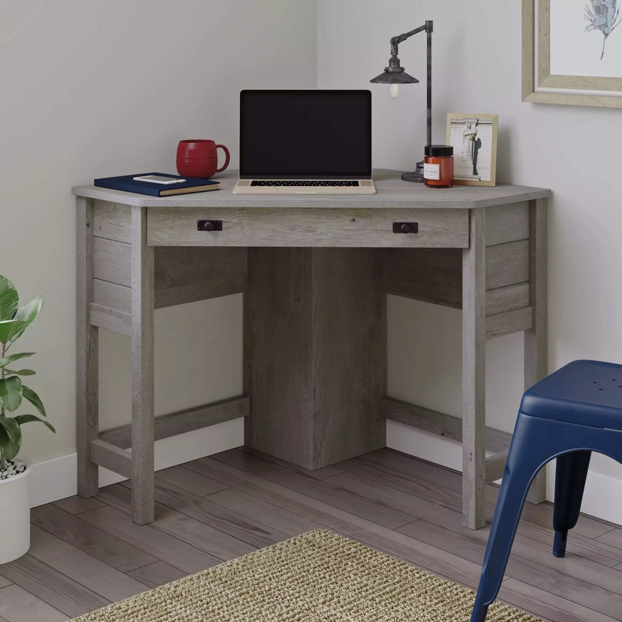 Sauder Cottage Road Space Saving Corner Computer Desk Mystic Oak Finish