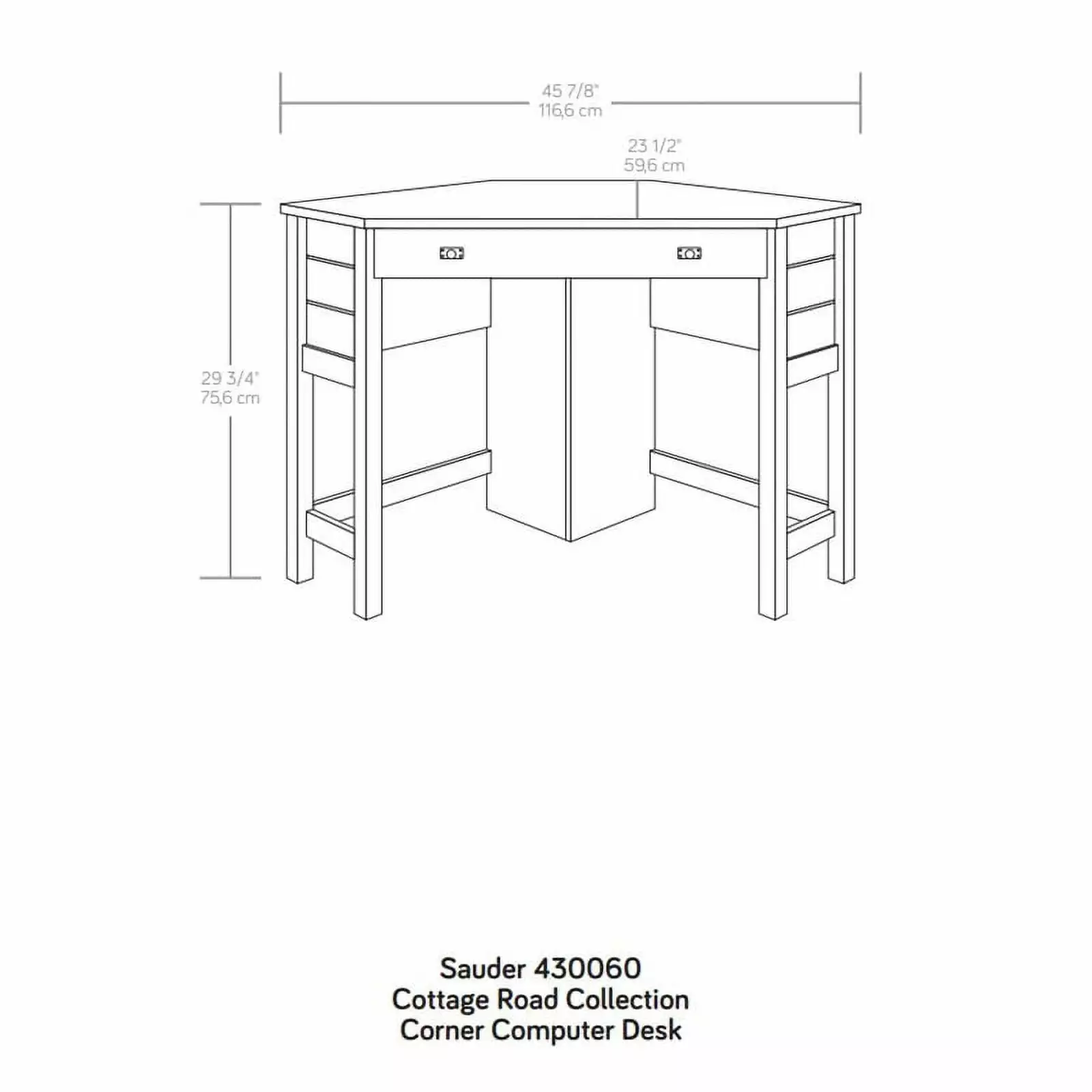Sauder Cottage Road Space Saving Corner Computer Desk Mystic Oak Finish