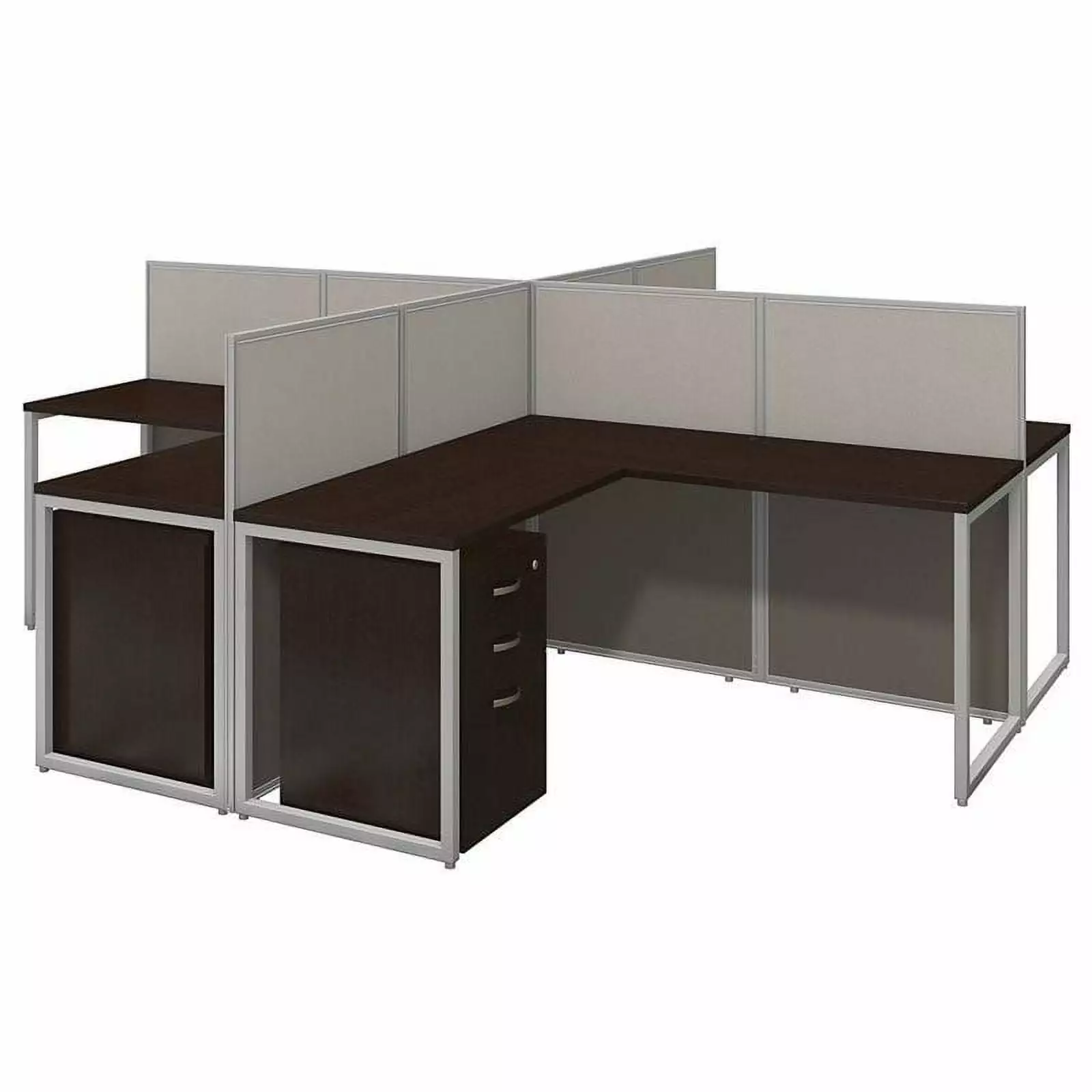 Scranton & Co 3 Drawer L Shaped Computer Desk Four - Large Workspace Multiple Users