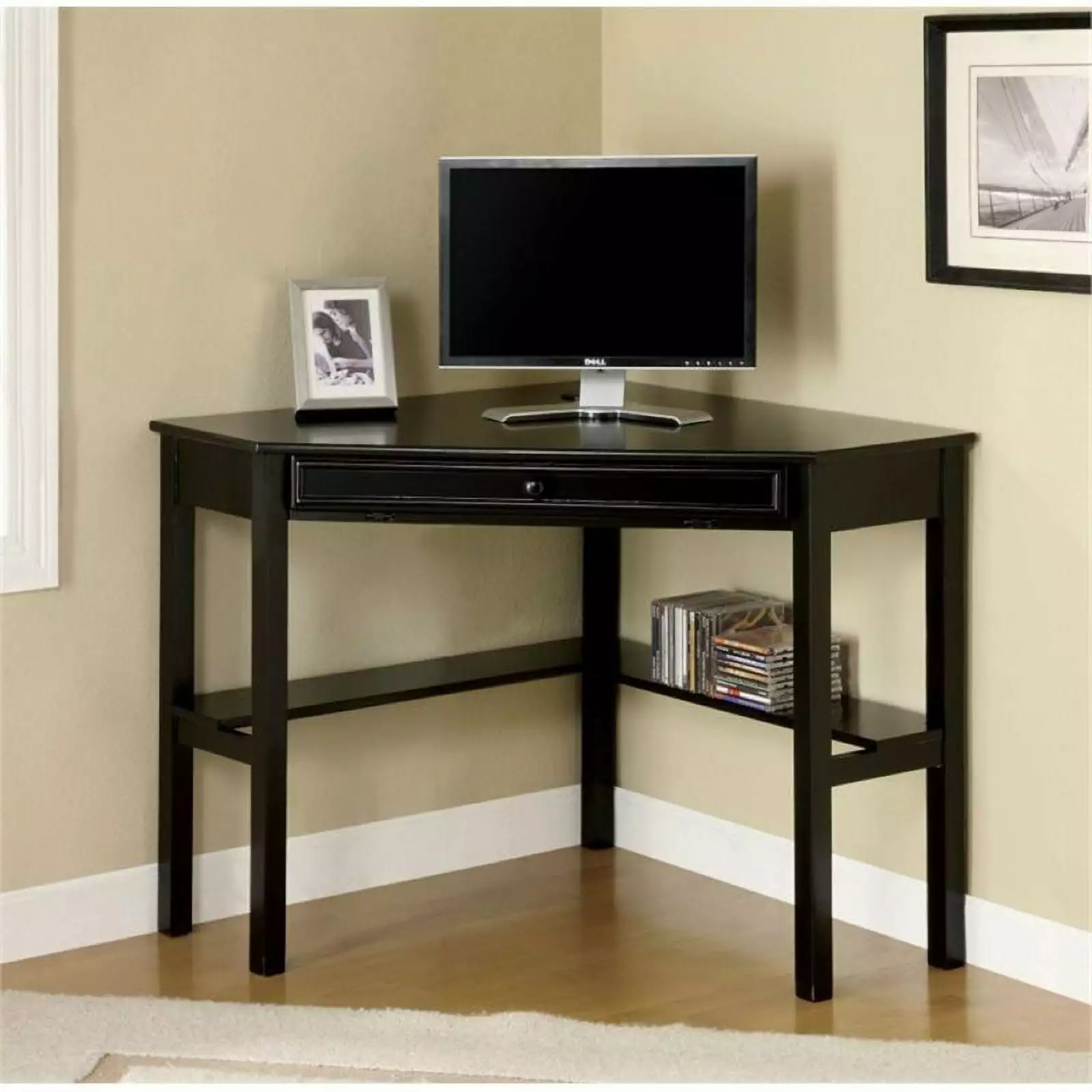 Scranton & Co Modern Corner Computer Desk Black