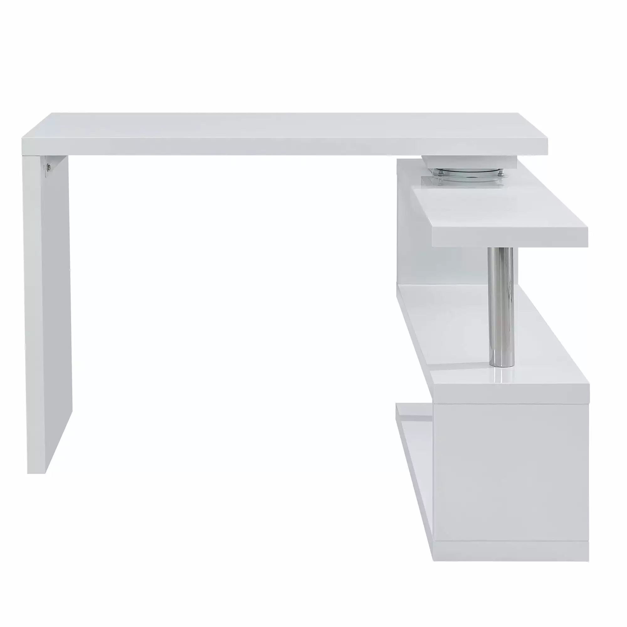 SEI Furniture Yates Adjustable Corner Writing Desk White and Chrome Southern Enterprises