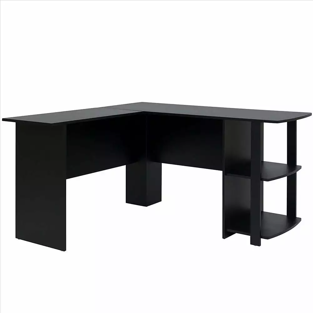 Zimtown Black L-Shaped Corner Computer Office Desk Storage