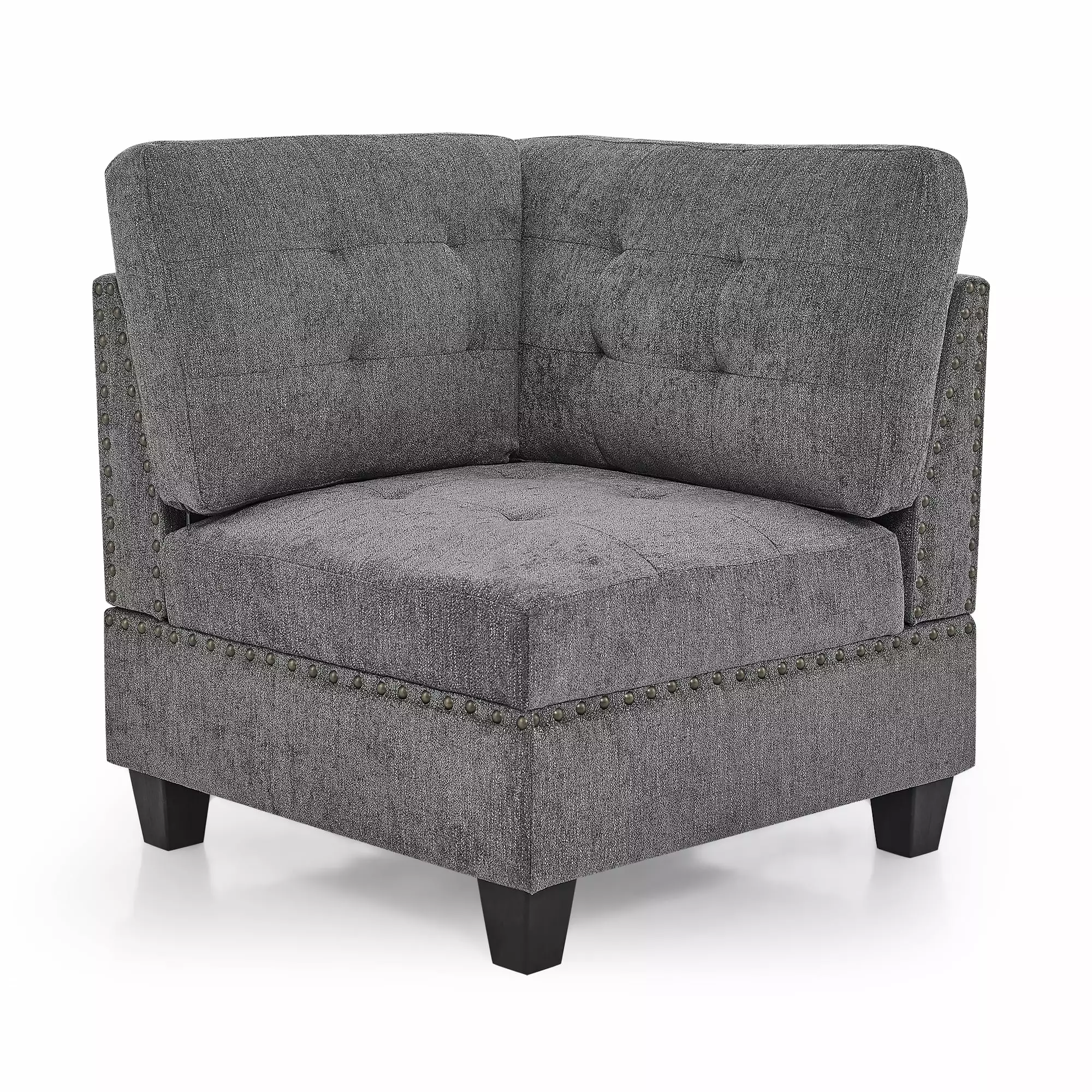 Corner Sofa Modular Sectional Grey Chenille - 31.5x31.5x36.5 Inches - Stylish and Comfortable Ghislaine
