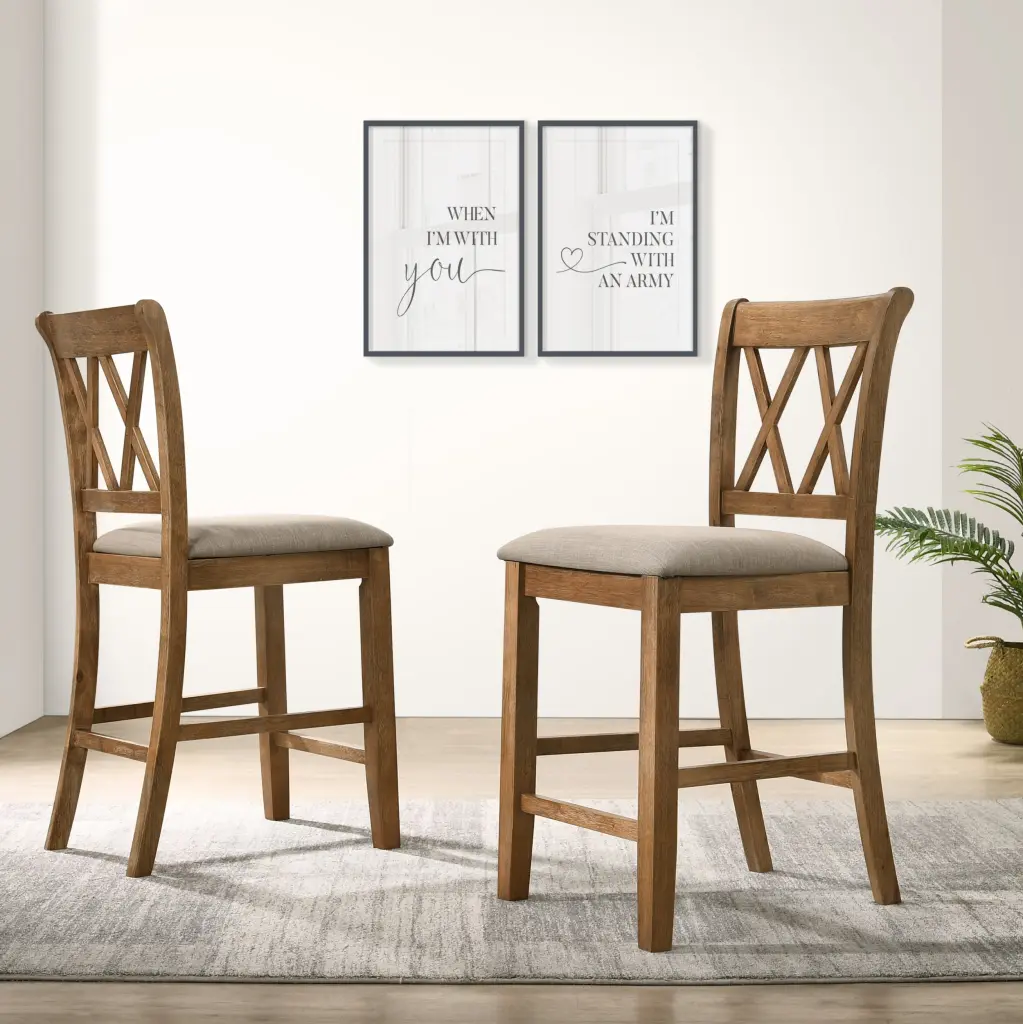 Windvale Fabric Upholstered Counter Height Dining Chairs Set 2 hz