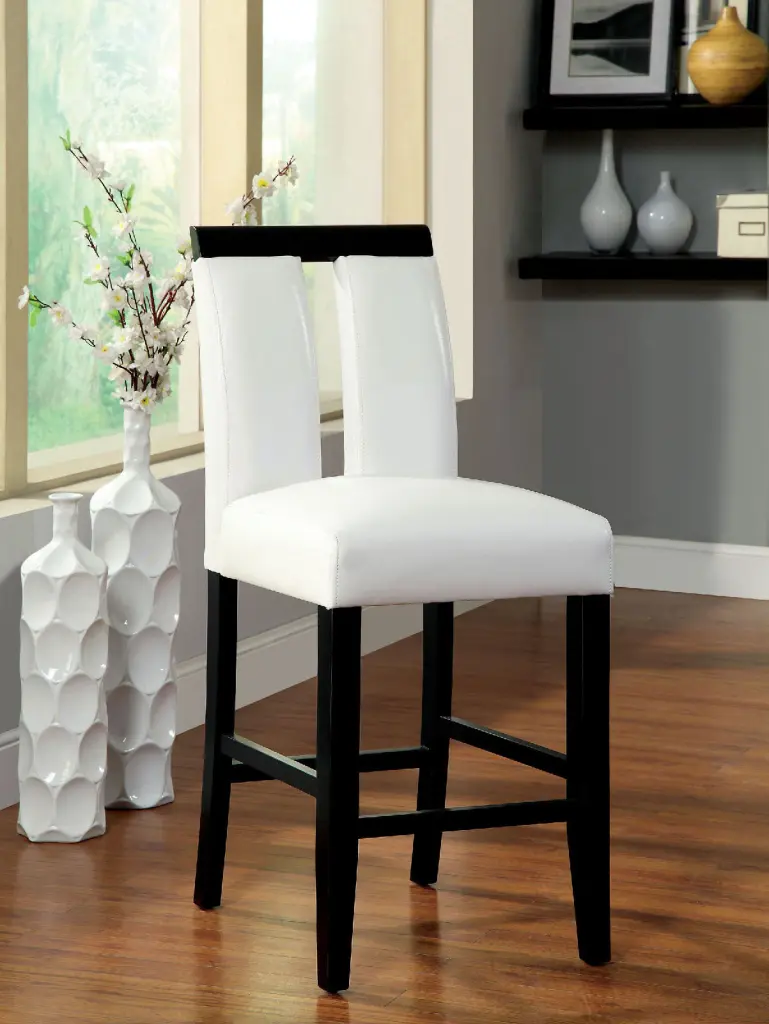 Set 2 Black and White Padded Counter Height Chairs Kitchen or Bar kanepe